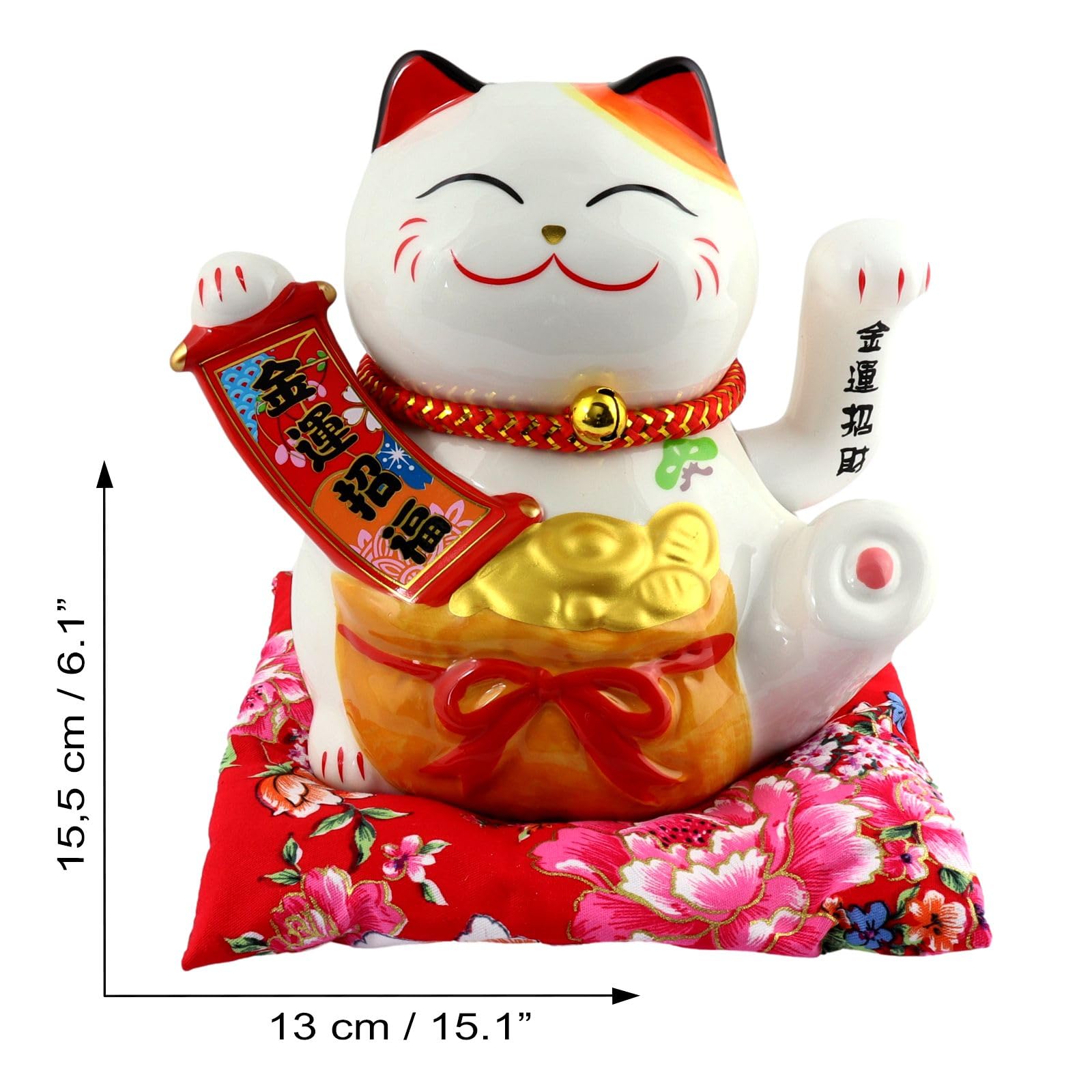 Freak Scene Agitando Gato Chino - Porcelana 15,5 cm Blanco - Maneki Neko 01