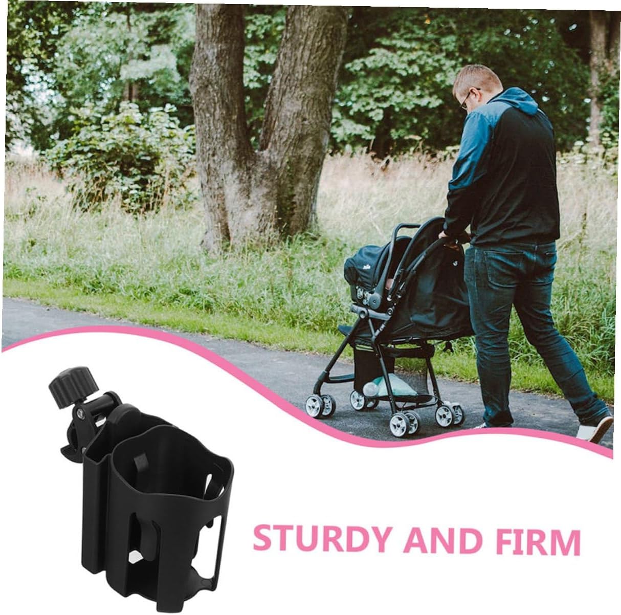 Universal 2pcs Adjustable Cup Holder with Clamp Walker and Wheelchair Drink Holder Scooter and Stroller Water Bottle Rolling Cart Accessory for Adults and Seniors