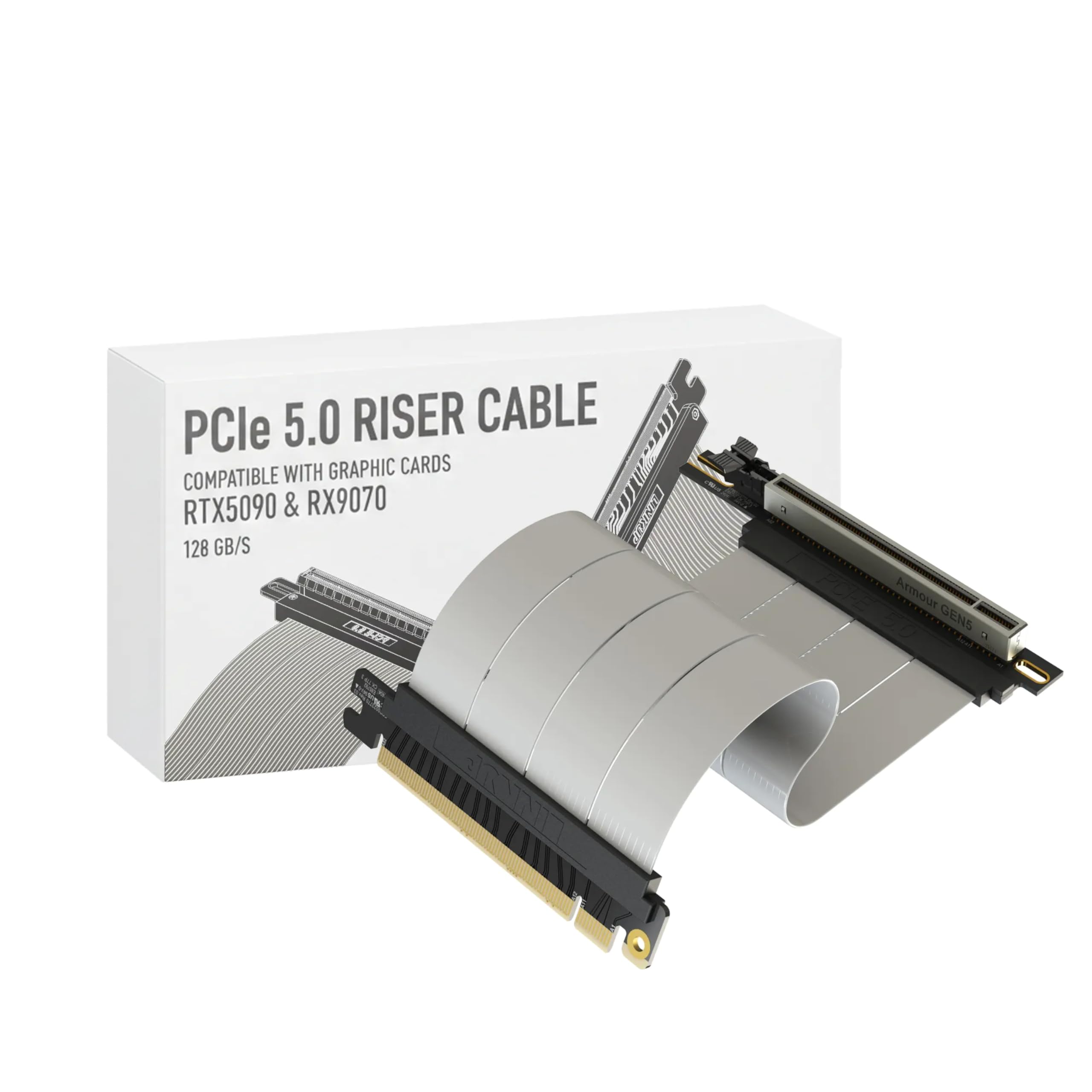 LINKUP PCIe 5.0 Riser Cable | Vertical GPU Mount | Right Angle, 20cm