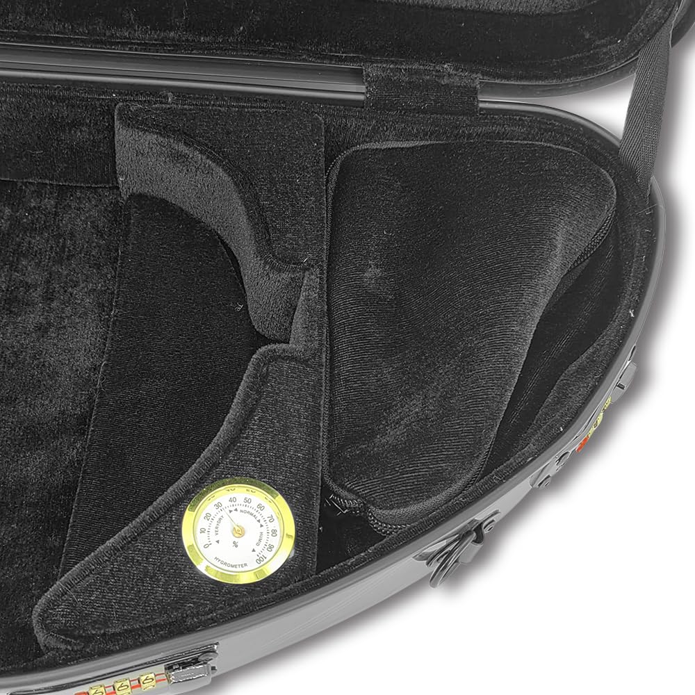 Fortschrittlicher Geigenkoffer, Karbonfaser, 4/4-Vollgröße, leicht zu tragen, schützt die Geige, schwarz mit Buntem Seidenfaden, strapazierfähige Reisetasche für Geigenkoffer (01) (1)