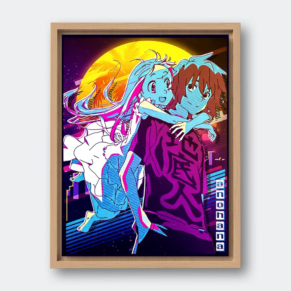 XtremeSkins Designs Print Wood Floater Framed Canvas Wall Art Decoration Poster (14x22 Inch, Wooden) - anohana retro