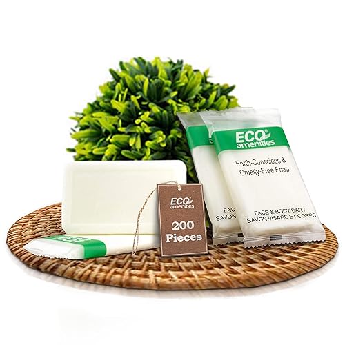 ECO amenities Bar Soap Pack - 200 Count, 1 oz Travel Body Bars - Individually Wrapped Hotel Guest Soaps for Travel Hygiene - Light Green Tea Scent &