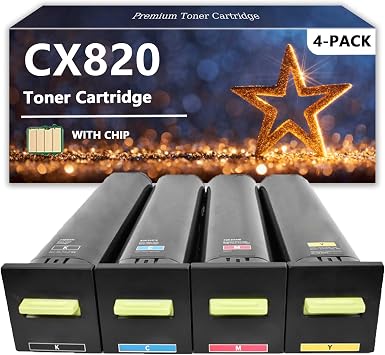 72K1XK0 72K1XC0 72K1XM0 72K1XY0 Toner Cartridges Compatible for Lexmark CS820 CX820 CX825 CX860 Printers, 1 Set