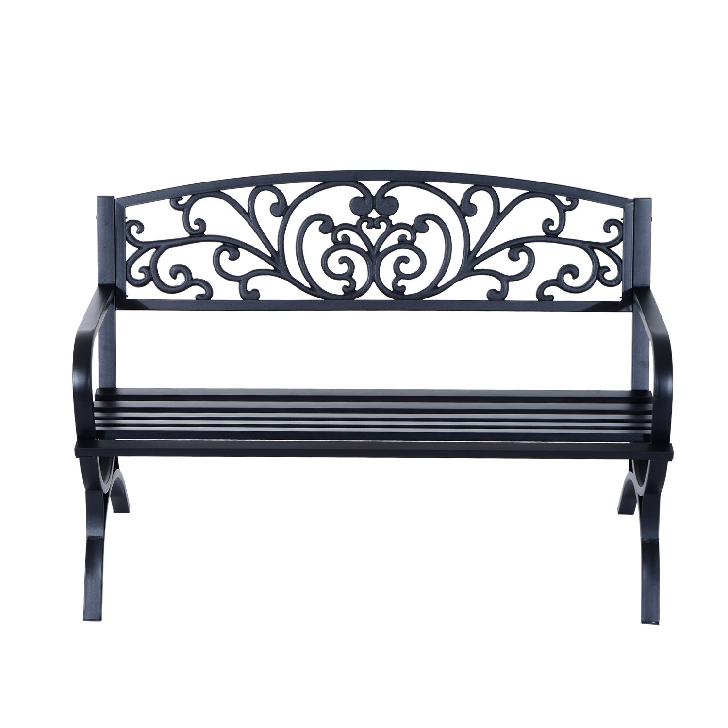 Panchina da Giardino Esterno in Ghisa Lavorata 127x60x85 cm colore Nero