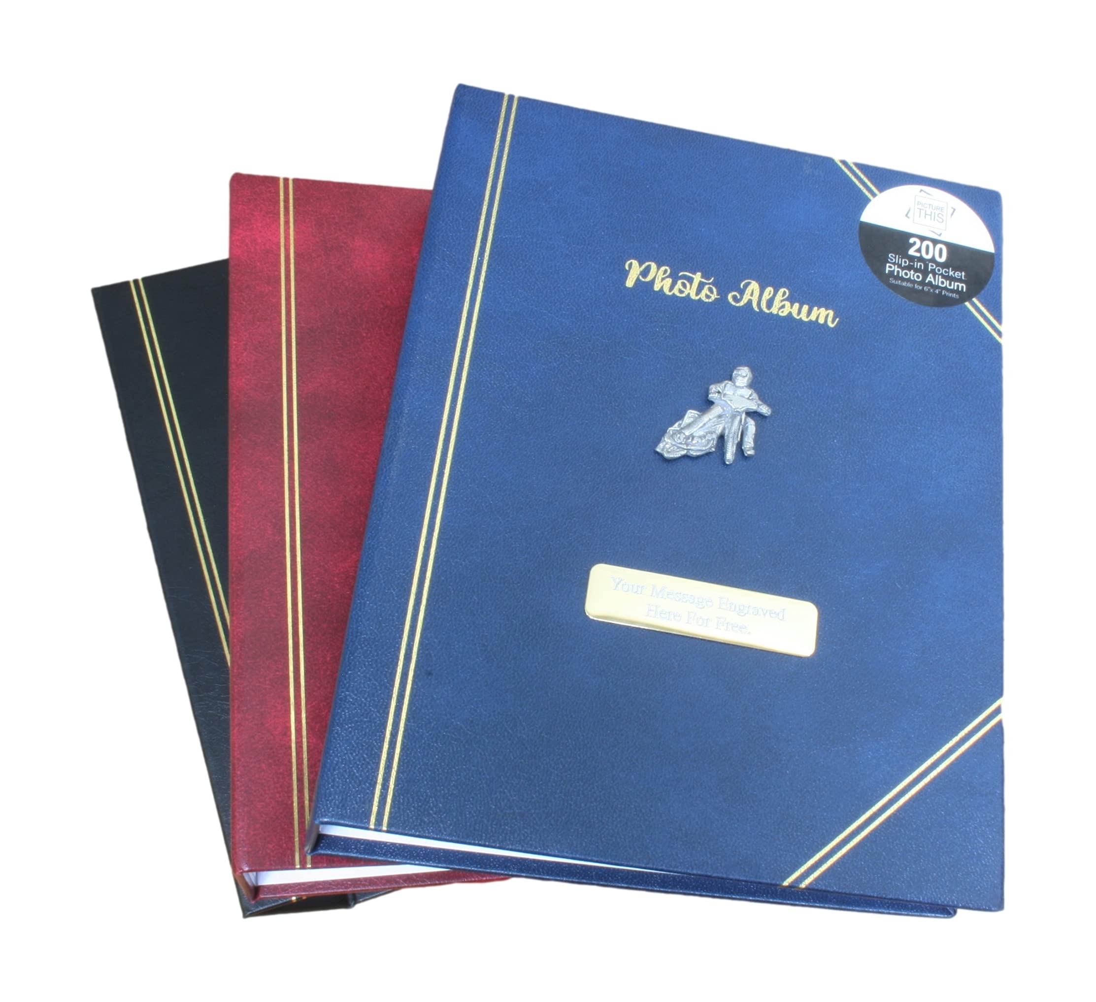Speedway Photo Album 200 Slots 6x4 Photographs Free Engraving (Black) 340