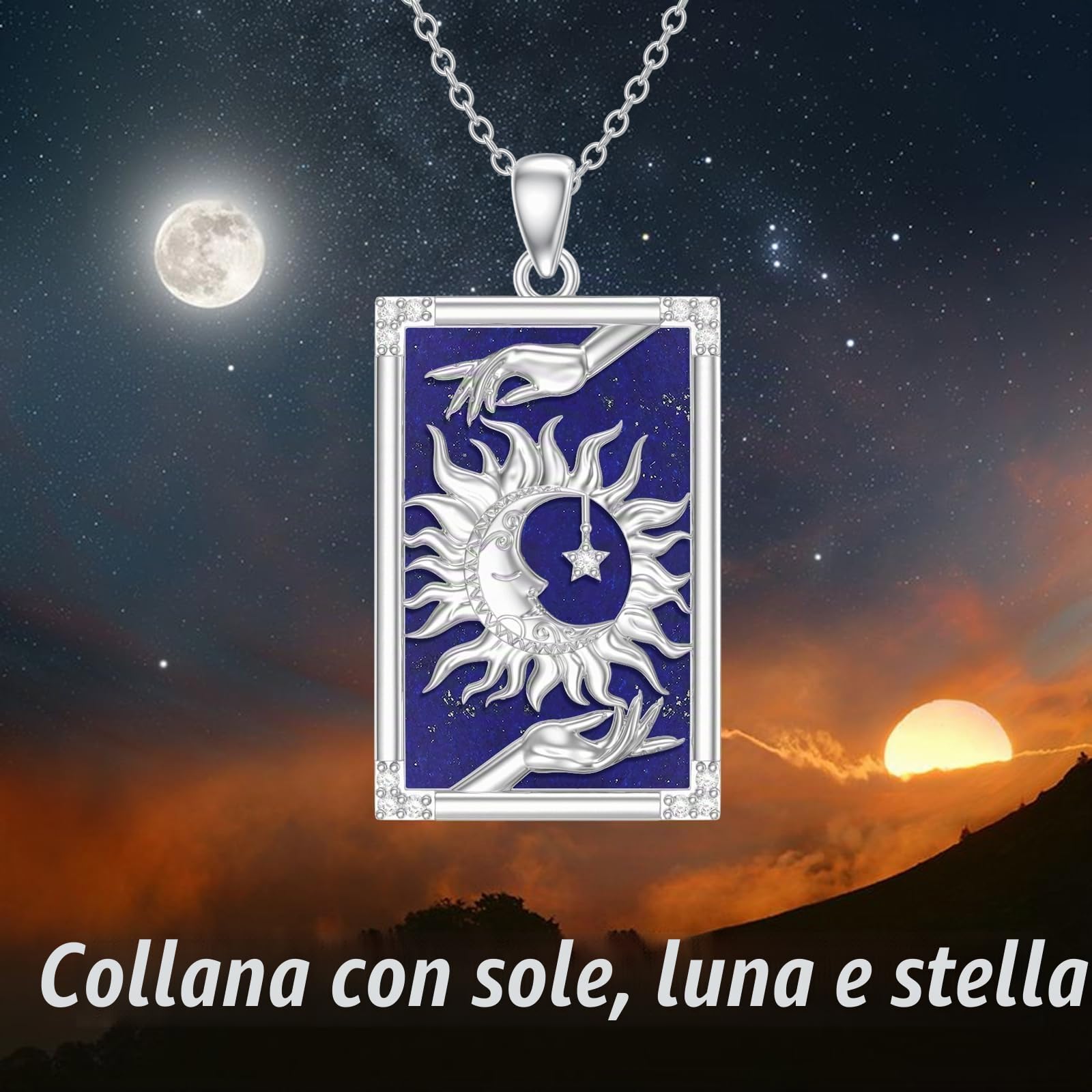 The Lovers/Moon/Sun/Strength/Ace of Swords, collana in argento Sterling 925 con ciondolo a forma di teschio, sole, luna, tarocchi, idea regalo per uomo e donna