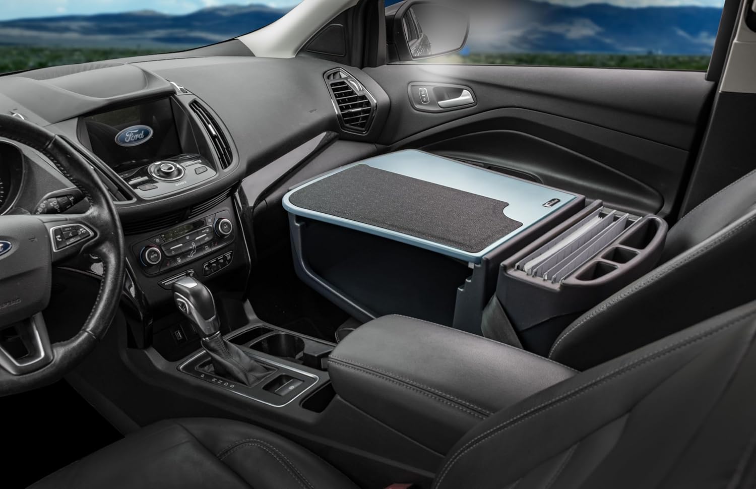 AutoExec Efficiency GripMaster Car Desk for Your Vehicle Workstation and Mobile Office, Ice Blue