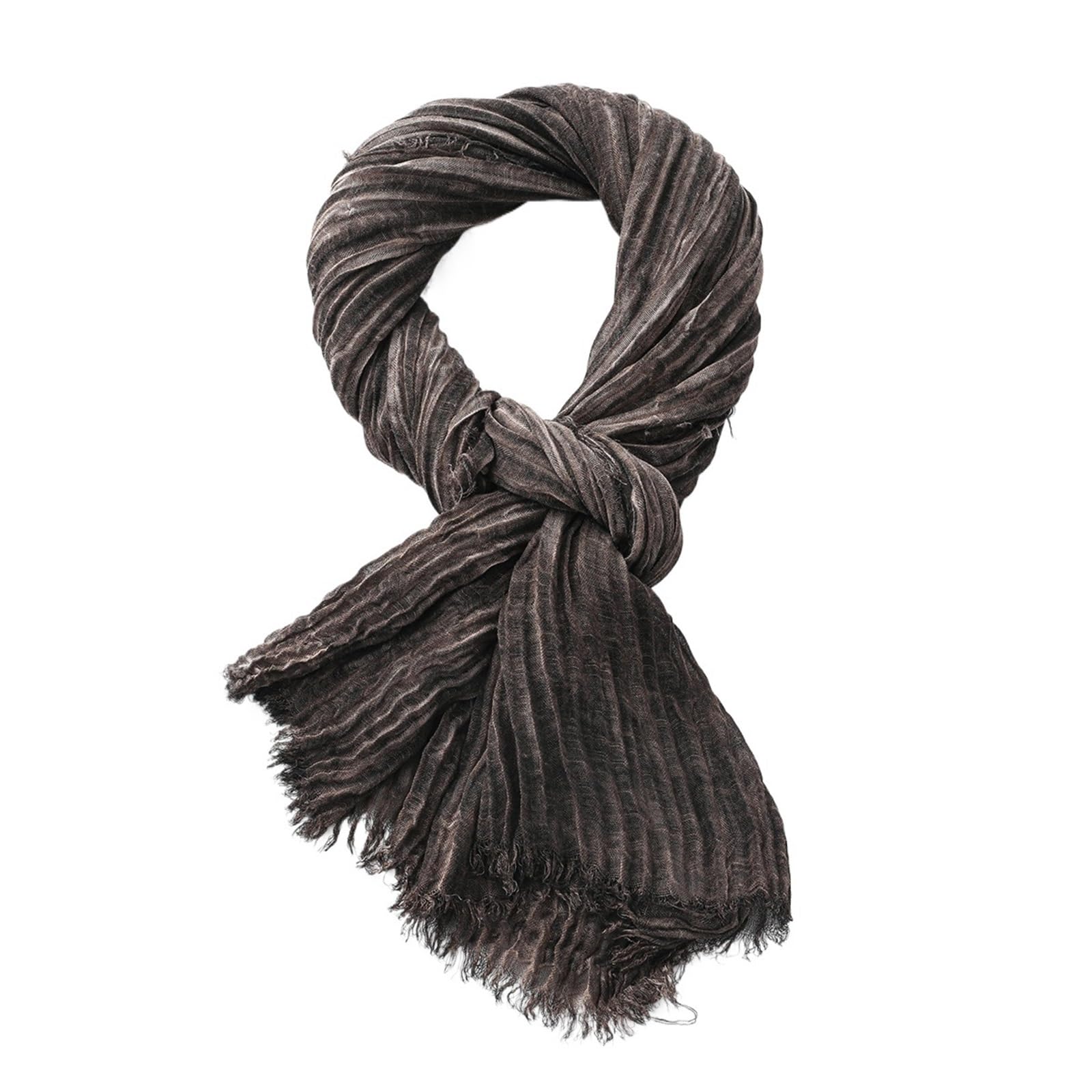 IRGVJIFR Cotton Linen Scarf Cotton Linen Scarf Crinkle For Men Women Soft Warm Pashmina Short Tassel Scarves Male Accessories Shawls(Coffee)