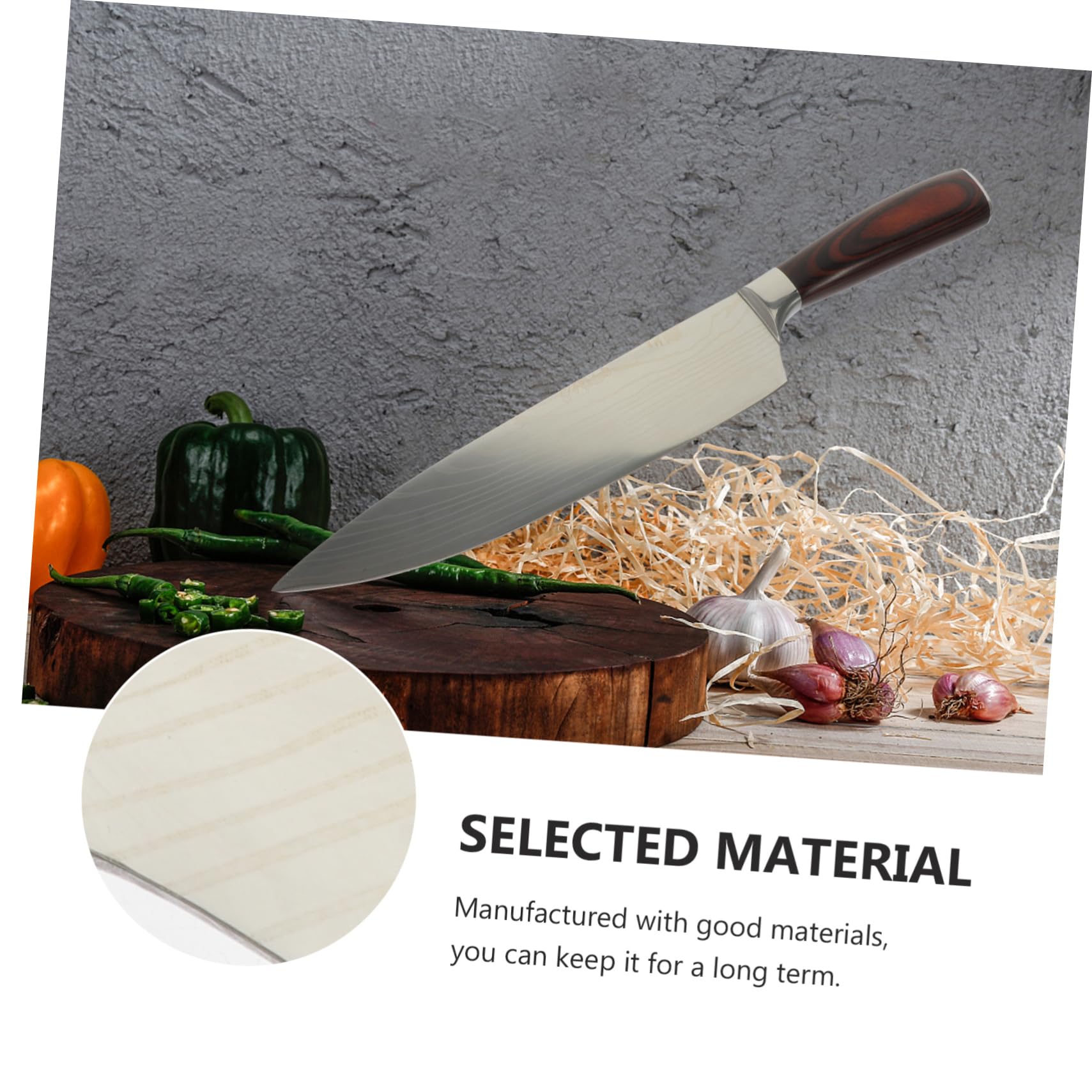 Cuchillo Chef Japonés Mango de Madera Negro para Cocina | Acero, Superficie Lisa y Empuñadura Antideslizante, Uso en Hogar y Restaurante