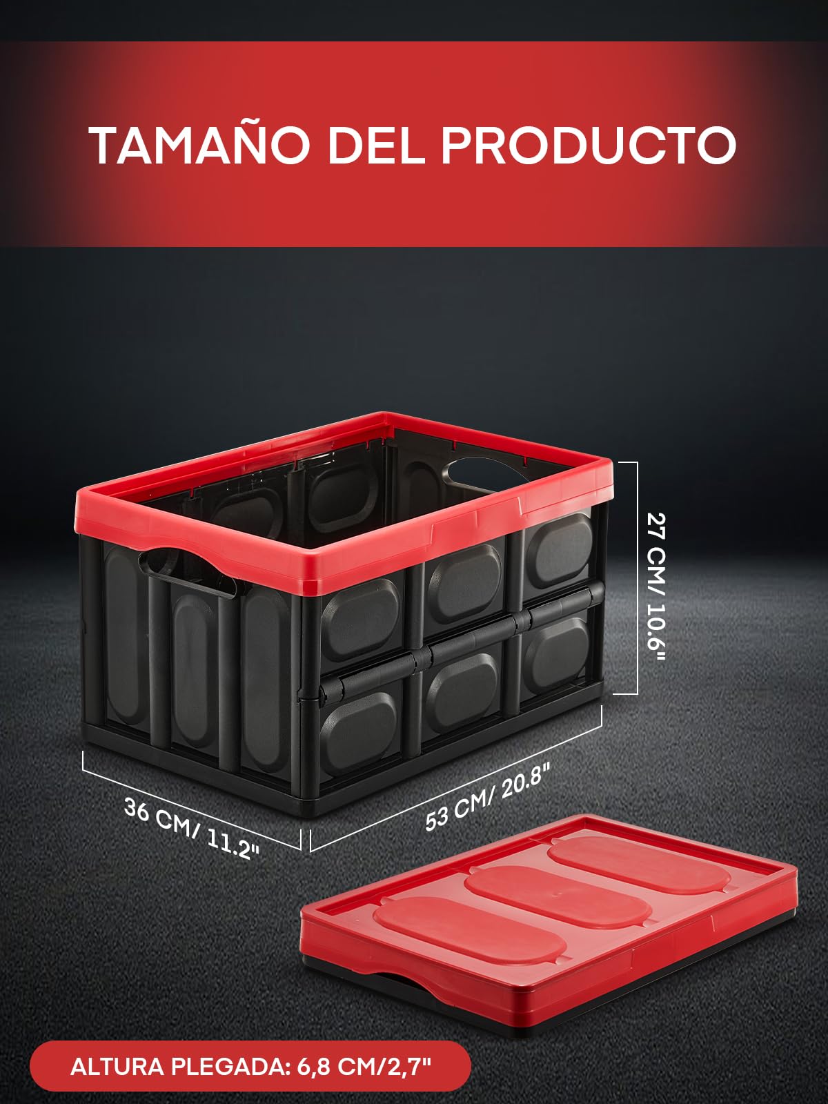 FOHERE 48 L 3 Piezas Caja de Almacenamiento de Plástico Plegable con Tapas