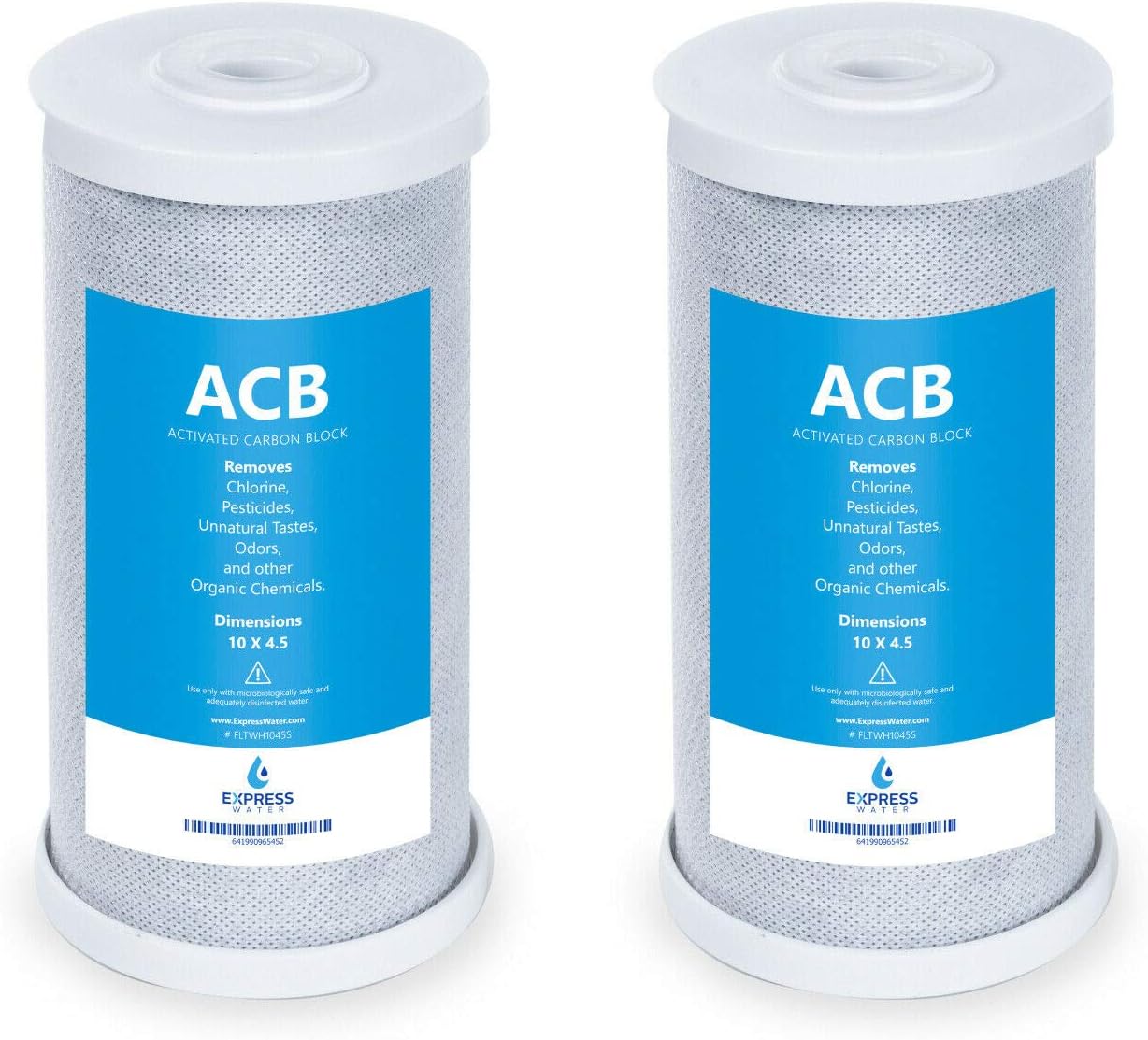 Express Water – 12 Pack Water Filter Activated Carbon Block Replacement Filter – ACB Large Capacity Filter – Whole House Filtration – 5 Micron Water Filter – 4.5” x 10” inch