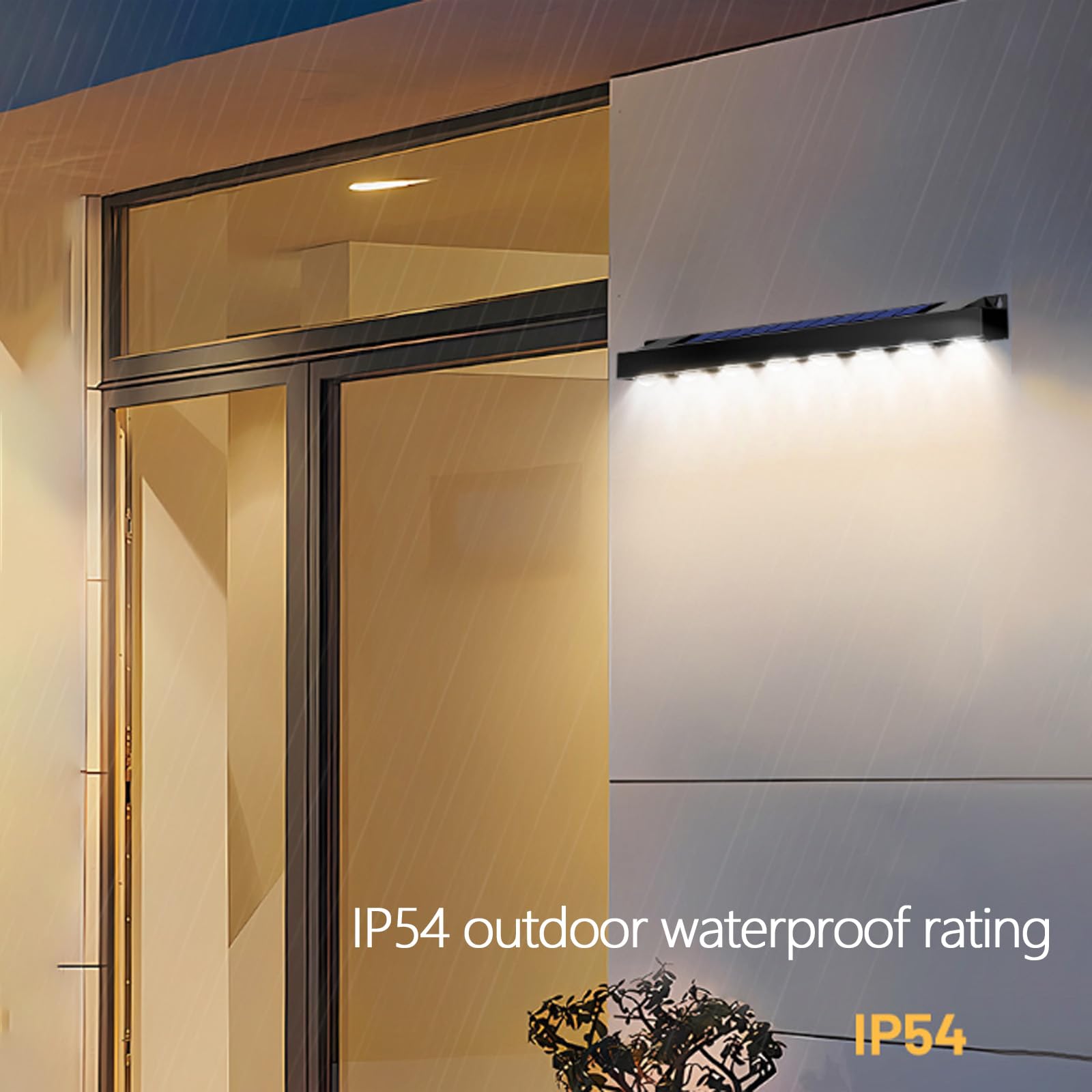 LED Aussen Solar Wandlampe IP54 Wasserdicht Schwarz Wandbeleuchtung Minimalismus Lang Rechteck Design Aluminium Wandleuchte Moderne Außen/Innen Dekoration für Garten (10,Neutrales Licht)
