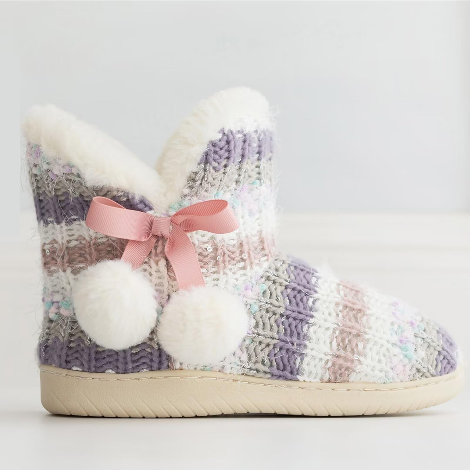 Botas de invierno con forro de felpa de punto para mujer, de espuma viscoelástica, para interiores y exteriores