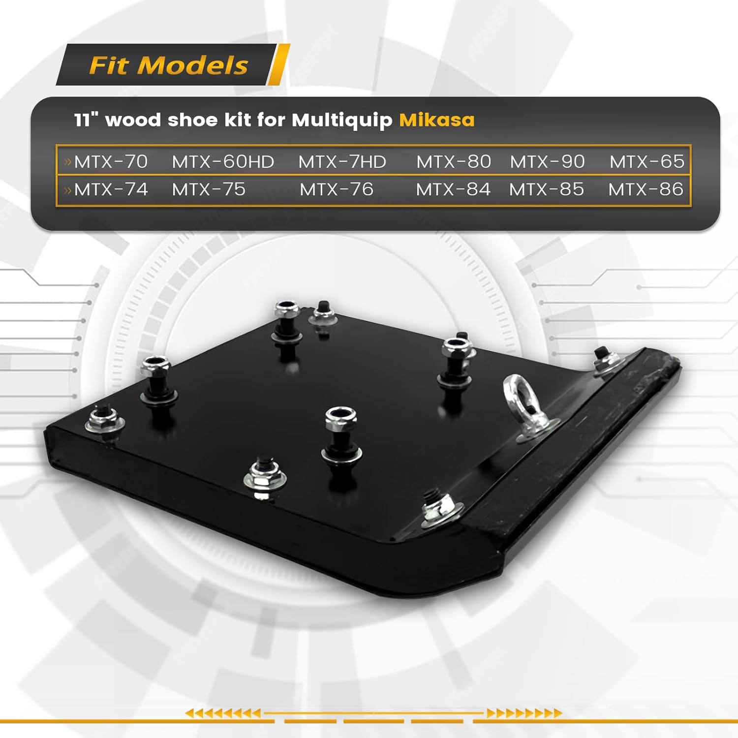 11" Wood Shoe Kit Fits for Multiquip-Mikasa MTX70 MTX80 MTX90 Jumping Jack Tamping Rammer Replace 8511S 366910020 362910130