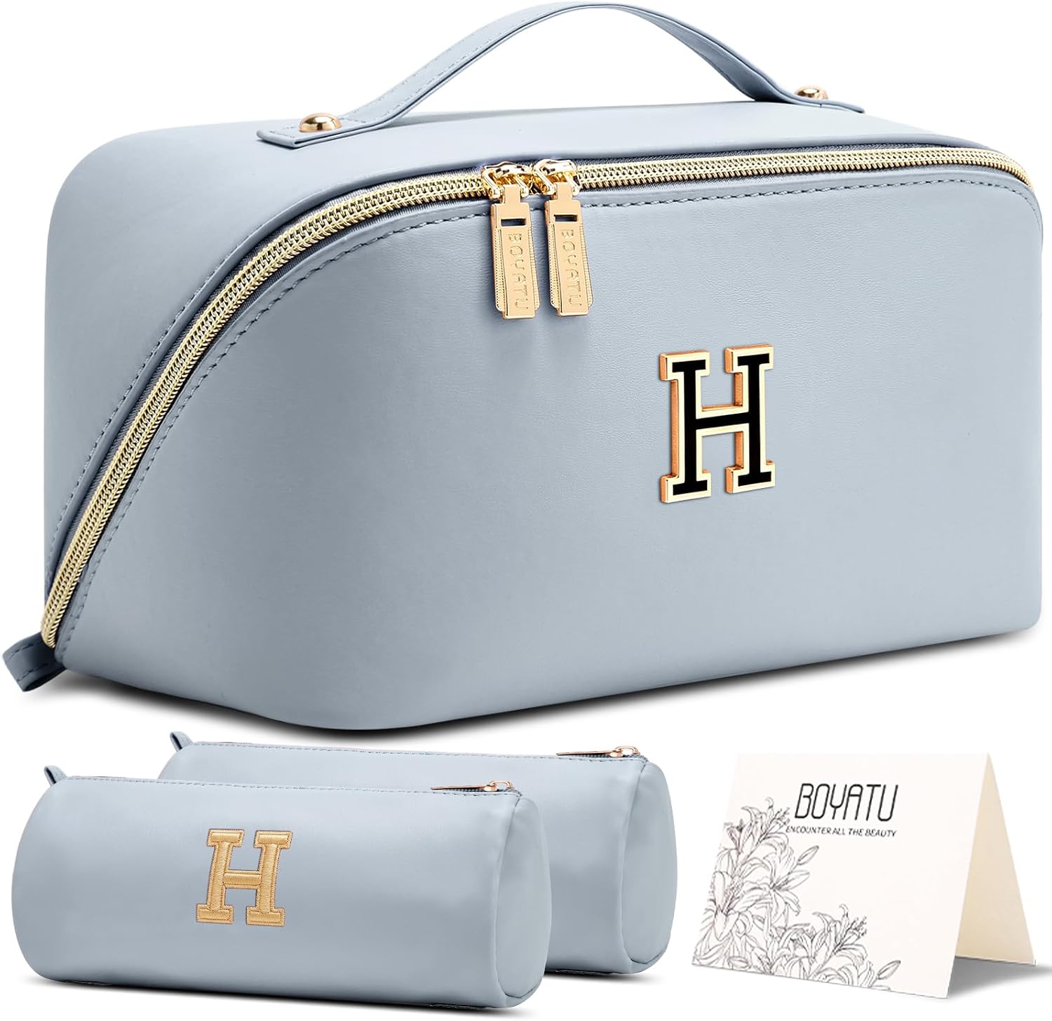 BOYATU Personalized Travel Makeup Bag: 3-in-1 Cosmetic Bag Gift for Women
