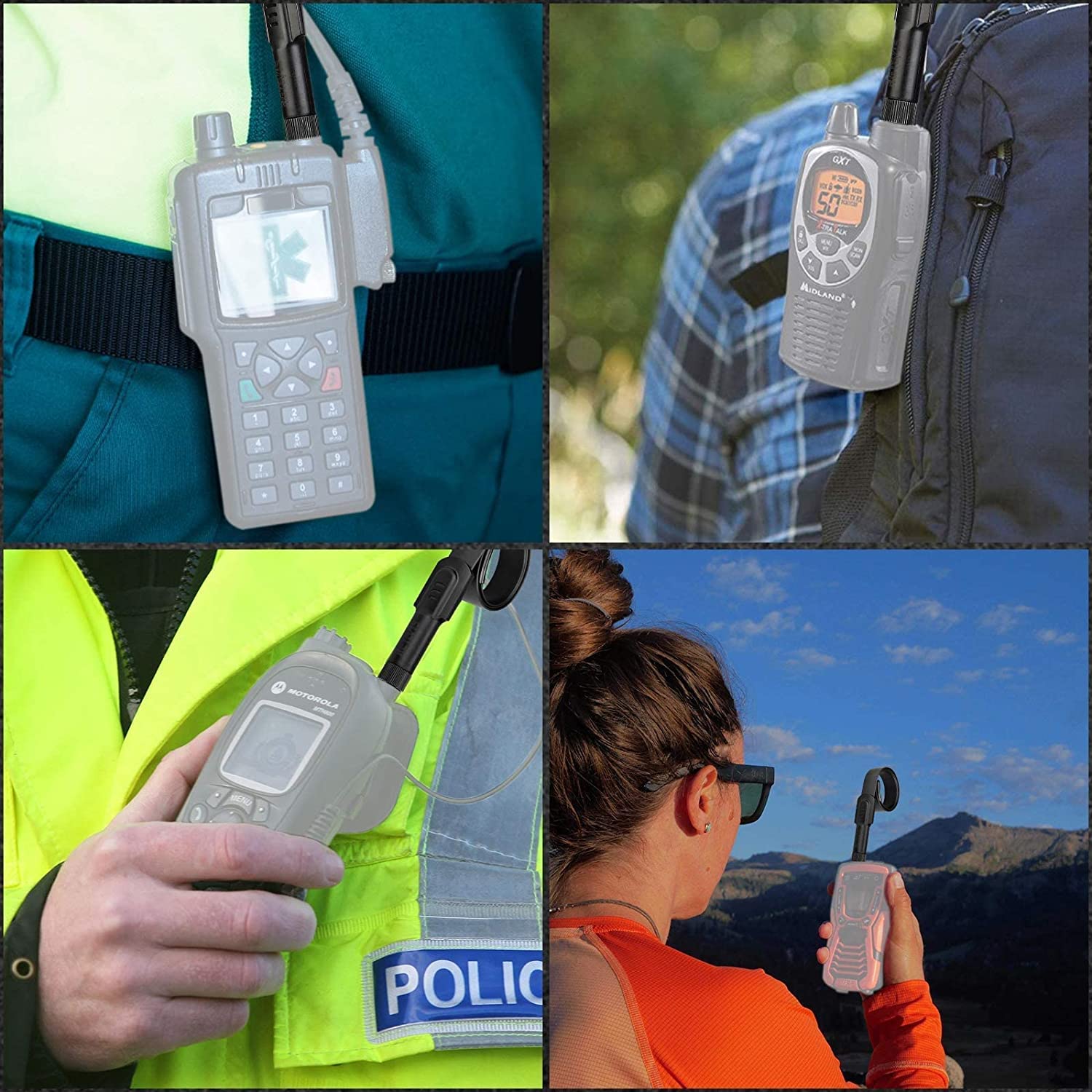 Retevis HA05 SMA-F Antena Táctica, Doble Banda VHF/UHF Antena, Plegable Antena de Alta Ganancia Compatible con Radio Bidireccional Retevis RT5R RT5 H777 Baofeng UV-5R UV-82 Walkie Talkie (1 Pieza)