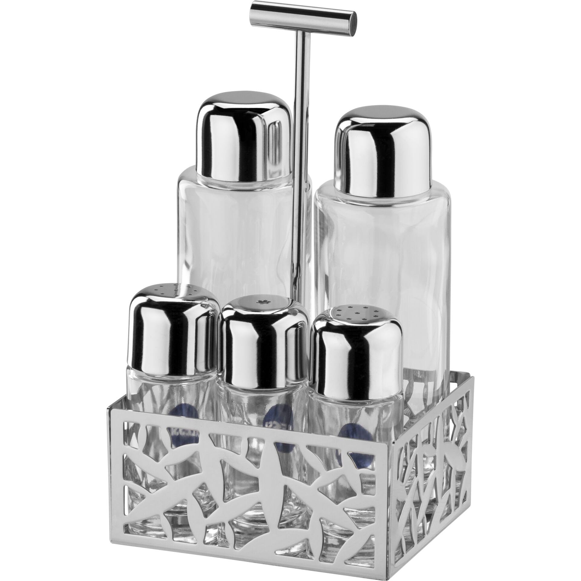 Alessi - MSA16 - CACTUS! Servizio per olio, aceto, sale, pepe e spezie in acciaio inossidabile 18/10 lucido e vetro.
