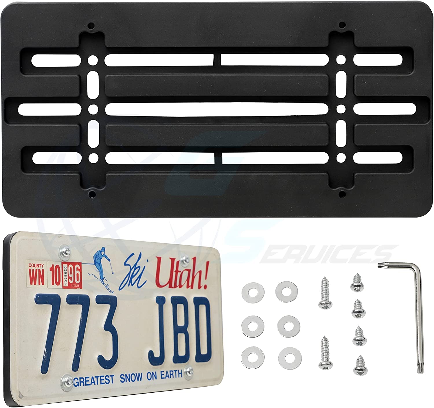 Black Front Bumper Bracket License Plate Holder Relocatore
