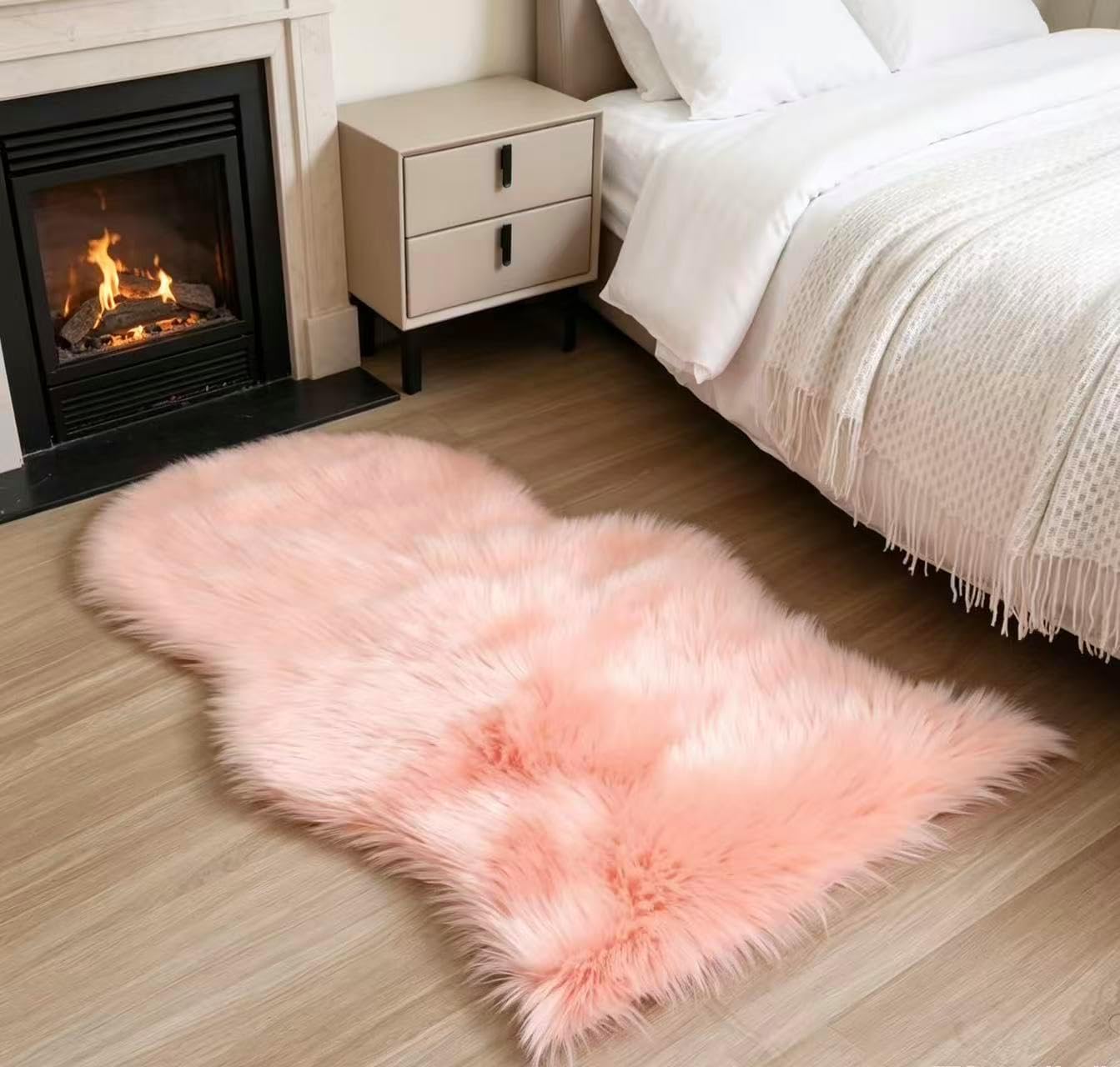 Faux Fur Rug Runner 2x6 ft Yellow - Machine Washable Super Soft Plush Shaggy Fluffy Area Carpet,Sheepskin Rug Fuzzy Floor Mat for Bedroom, Sofa,Living Room, Bedside, Nursery & Kids Room
