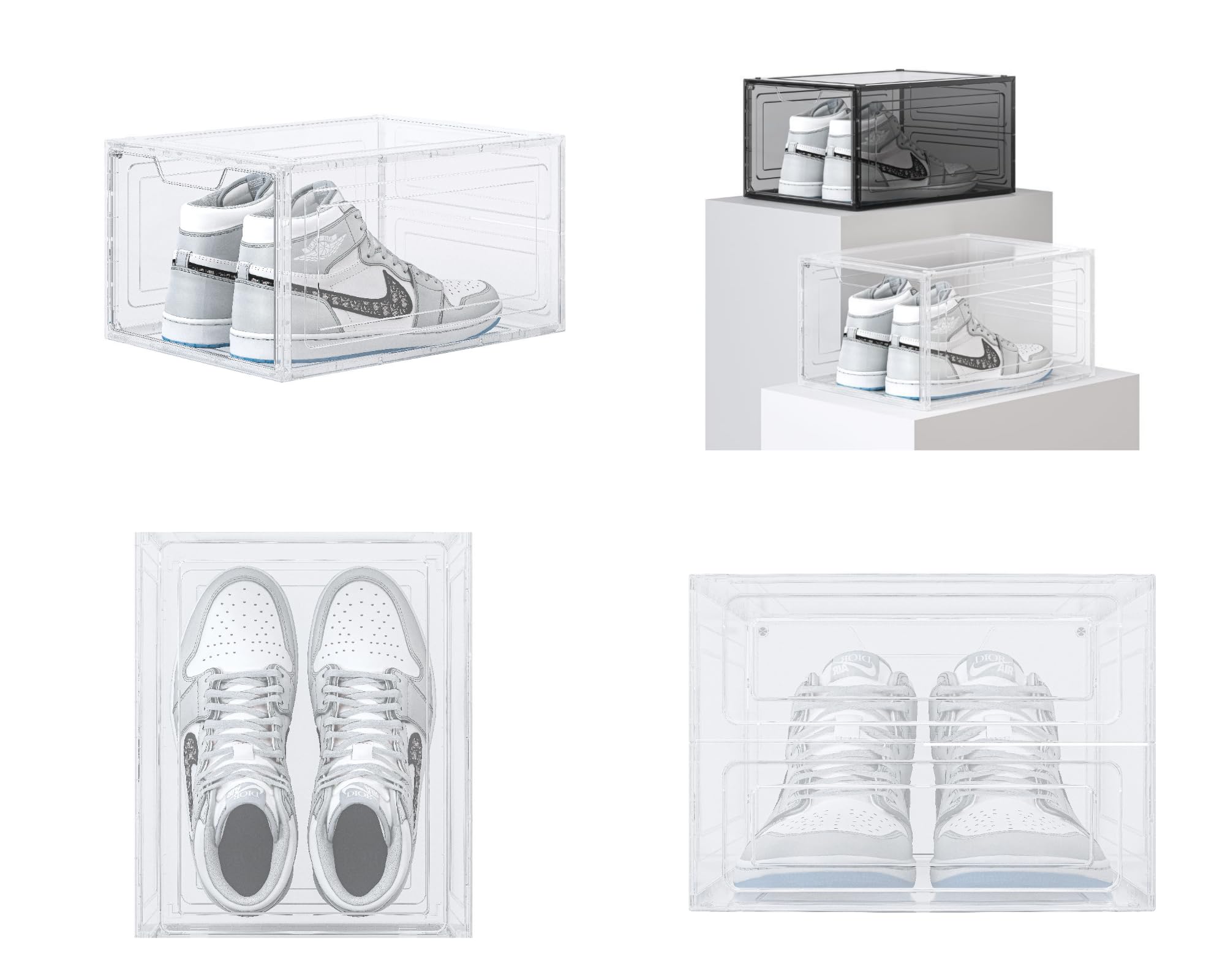 Cajas para Zapatos Transparente Apilable – Juego de 6 Cajas de Almacenaje de Calzado y Ropa, Organizador de Zapatos para el Hogar, Zapatero de Plástico Moderno para Orden y Espacio.