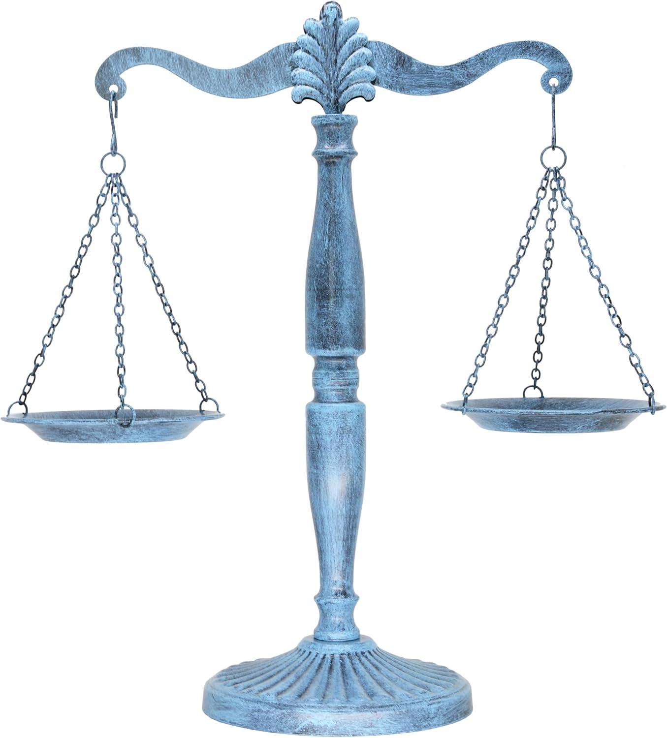 Vintage Style Metal Libra Jewelry Towers, Lawyer Scale of Justice, Farmhouse Candleholder, Home Decor Antique Weight Balancing Scale - Turquoise, 11.1" W x 16.5" H