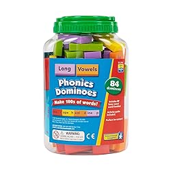 Educational Insights Phonics Dominoes – Long Vowels - Manipulative for Classroom & Home, Set of 84 Dominoes in 6 Colors, Ages 6+
