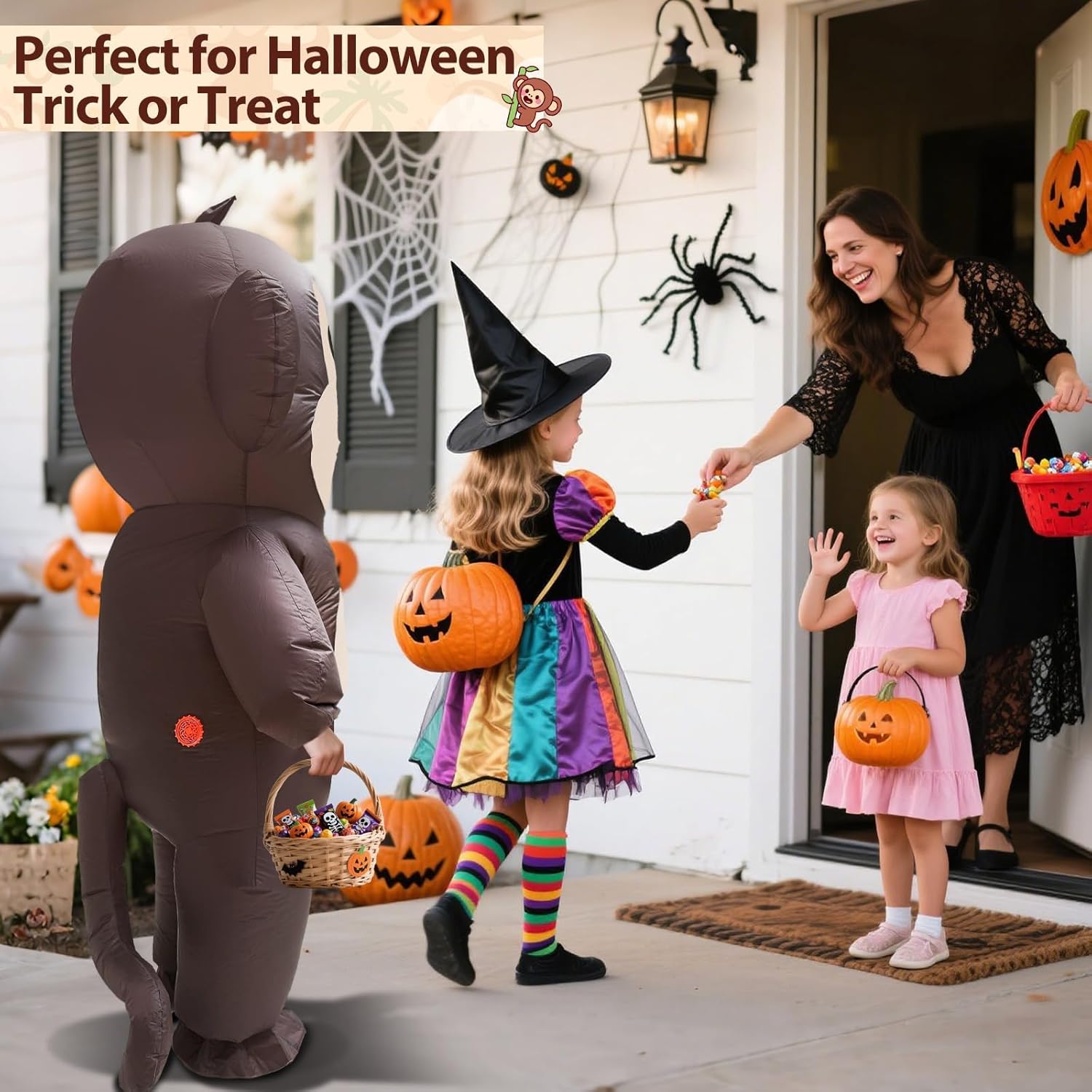 Camlinbo Halloween Inflatable Monkey Costume for Kids, Full Body Blow Up Costume for Halloween Inflatables Boys Girls Party Cosplay - Image 5