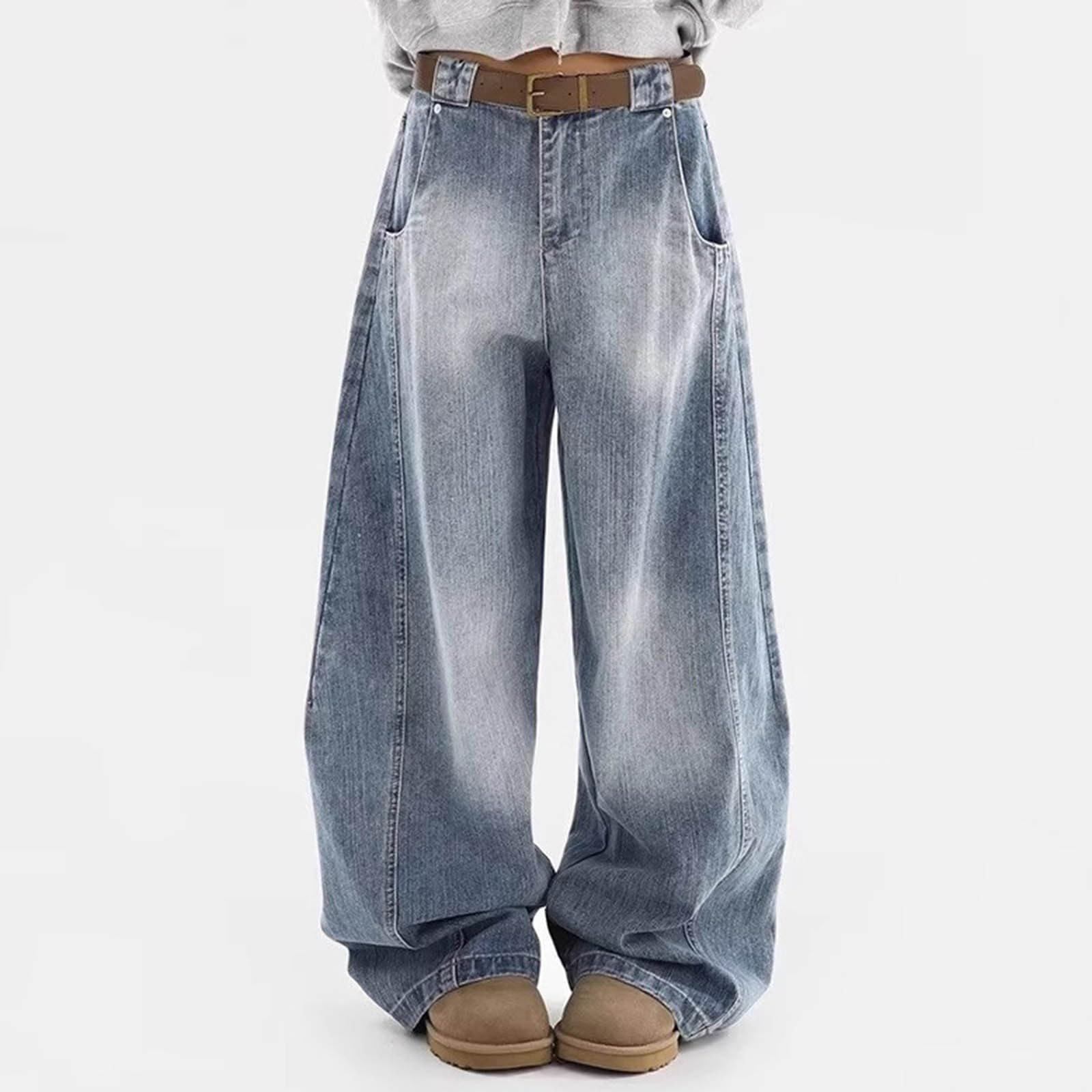 Jeans Damen Baggy Y2K, Jeanshose Oversize Retro Boyfriend Damenjeans