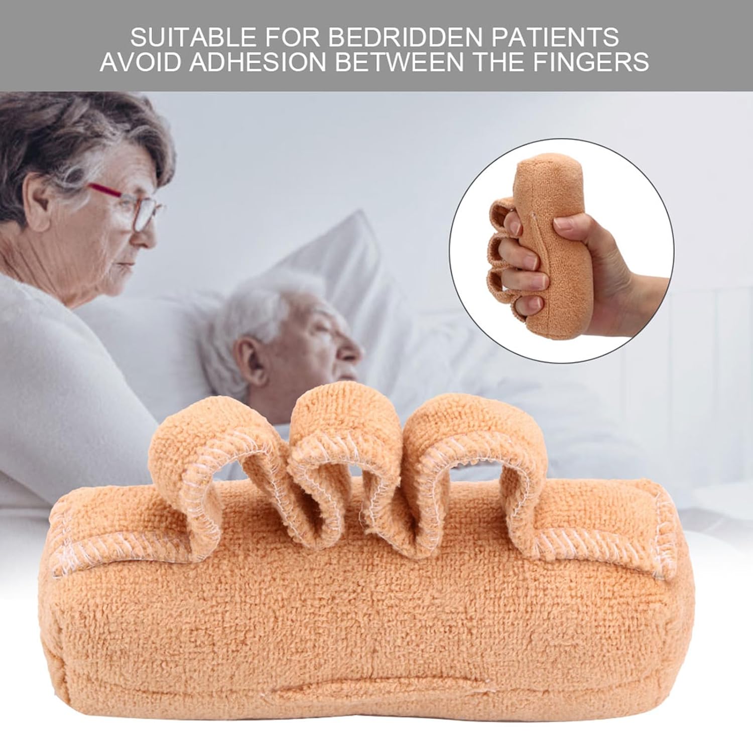 Garosa Fingers Separation Pad Elder Bedridden Cloth + Cotton 5.1 x 1.2 inch(Brown)