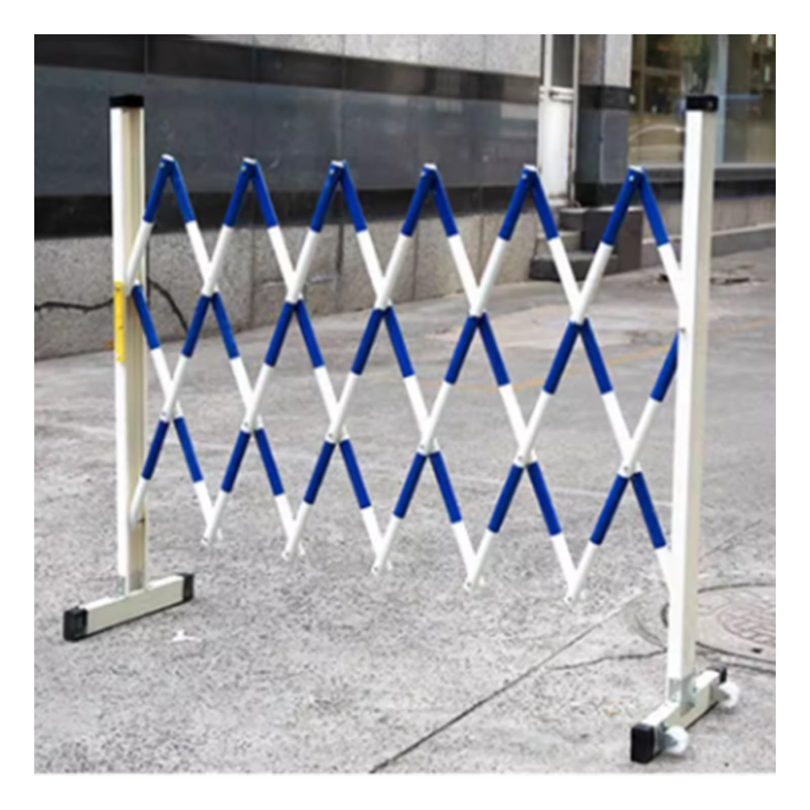 Valla de tráfico retráctil expandible, barrera de seguridad de metal industrial para almacenes y garajes al aire libre (800 x 120 cm), mejora la seguridad vial y control del acceso