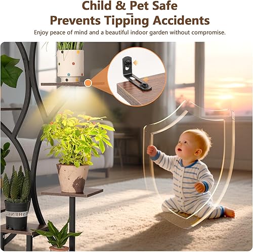 Miniatura 7 de Soportes para plantas de interior con luz de cultivo para plantas de interior, estante interior de 62 pulgadas de alto con dispositivo antivuelco,
