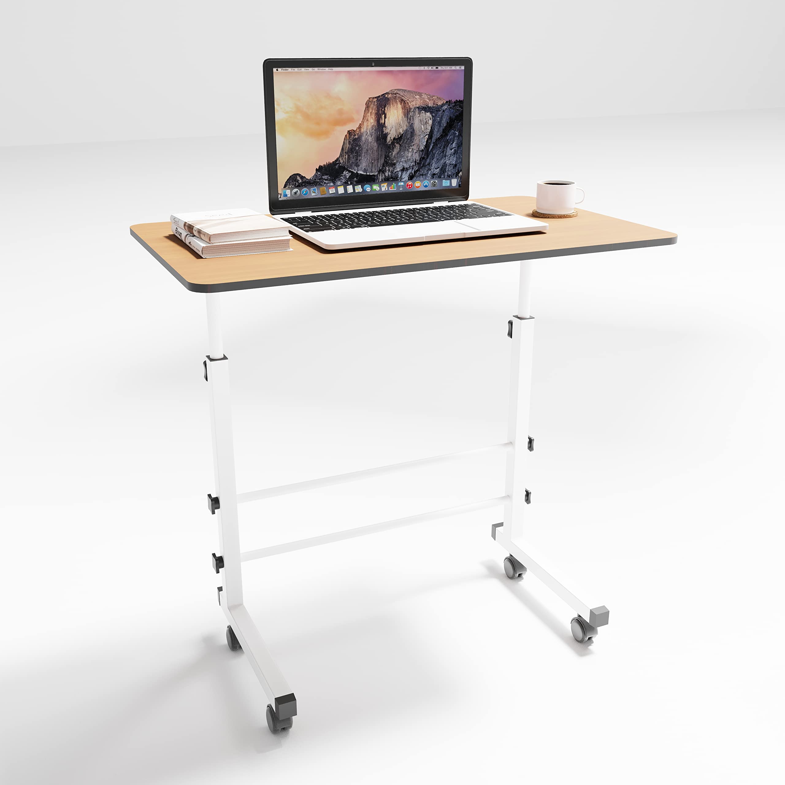 Rellon Industries Laptop Table Multi Purpose Adjustable for Bed Laptop Stand Desk Multi Use Table Utility Table with 4 Wheels, Foldable Study Table Size (A7)