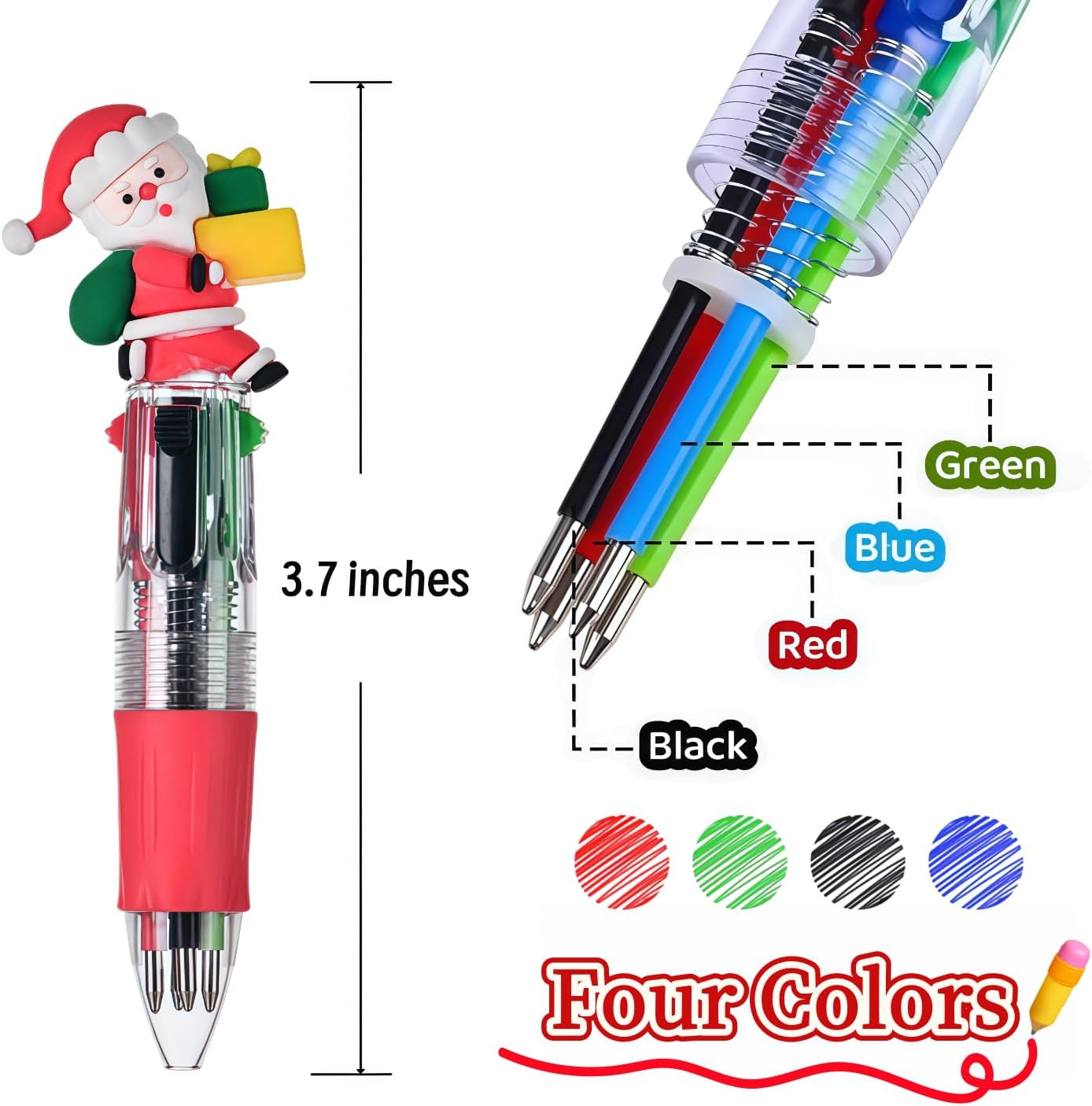 Oneshow 50 Pack Mini Christmas Pens 4 in 1 Multicolor Ballpoint Pens image 2