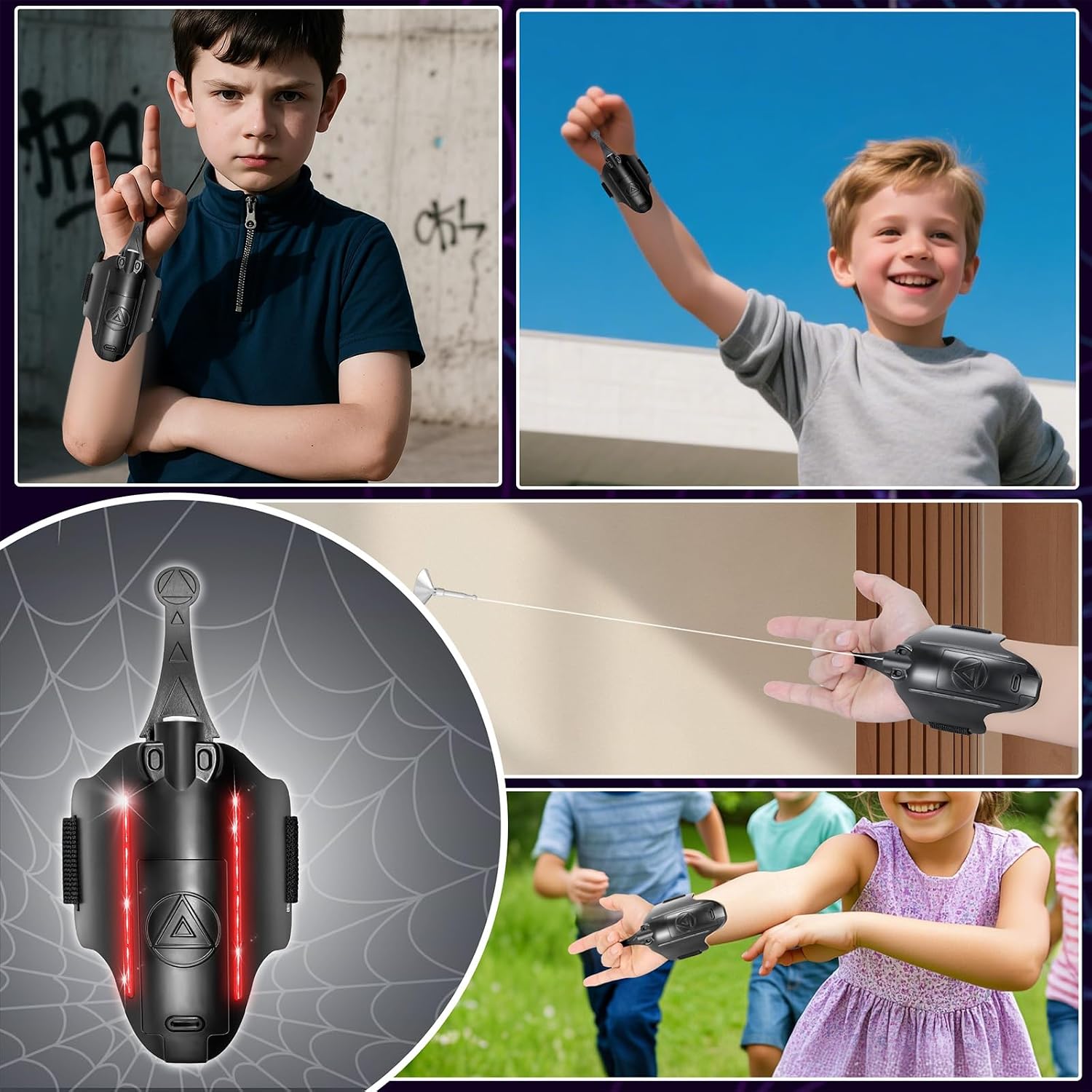 Web Shooter - 3.0 LED Light Spider Web Launcher with Goloves, 8.5FT Real Web Slinger Toy for Kids, Cool Gadgets for Superhero Role Play (3.0)