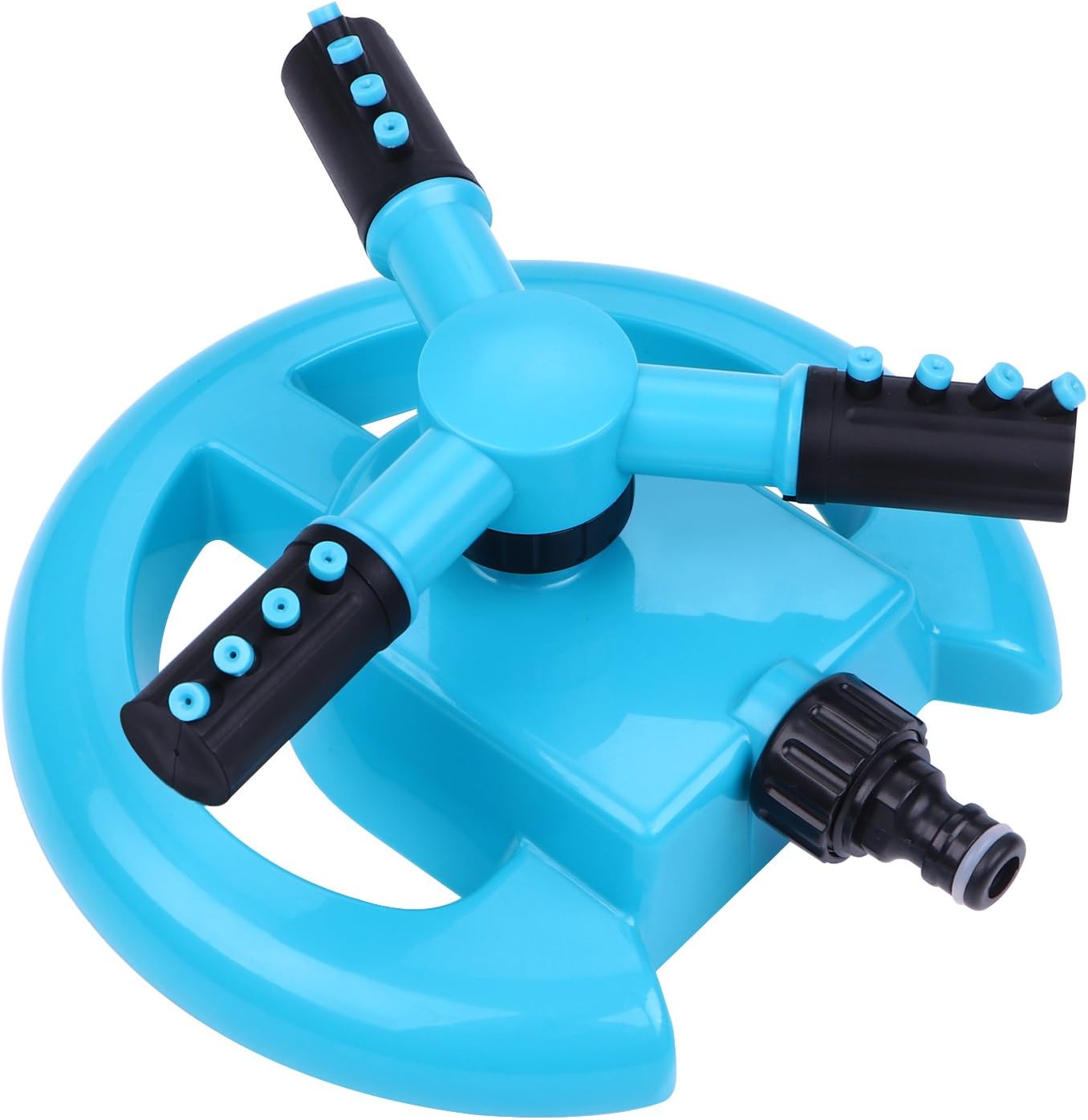 TOLOCO Garden Sprinkler, 360° Automatic Rotating Portable Lawn Sprinkler, Adjustable Gardening Supplies 3 Arm Nozzle Watering System- Water Up to 3,600 Sq. Ft. Coverage