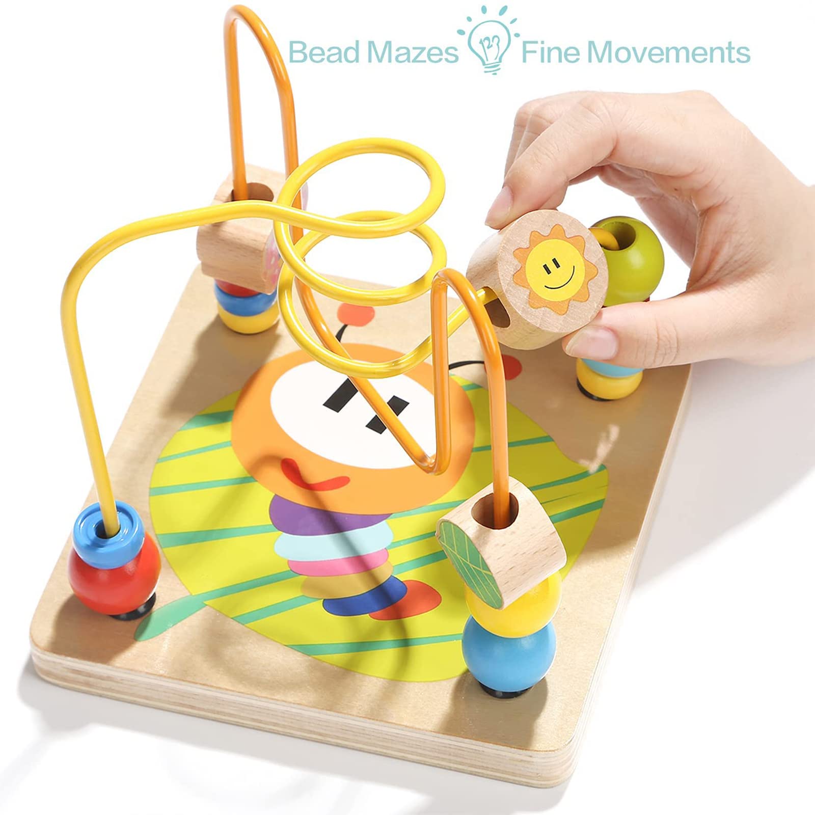 Cube D'Activités Bébé Océan Nukdey - Labyrinthe Perles Bois - Jouet Éducatif 3 Ans - Développe Motricité