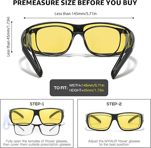 Miniatura 6 de Myiaur Lentes de visión nocturna para mujeres y hombres, lentes polarizados para conducción nocturna con lente amarilla antirreflejos, protección UV