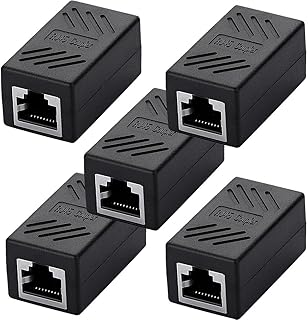 RJ45 LANケーブル用中継コネクタ コンパクト ギガビット RJ45 延長 コネクタ プラグ CAT5/CAT6 メス-メス 5個入り ブラック (5個入り)