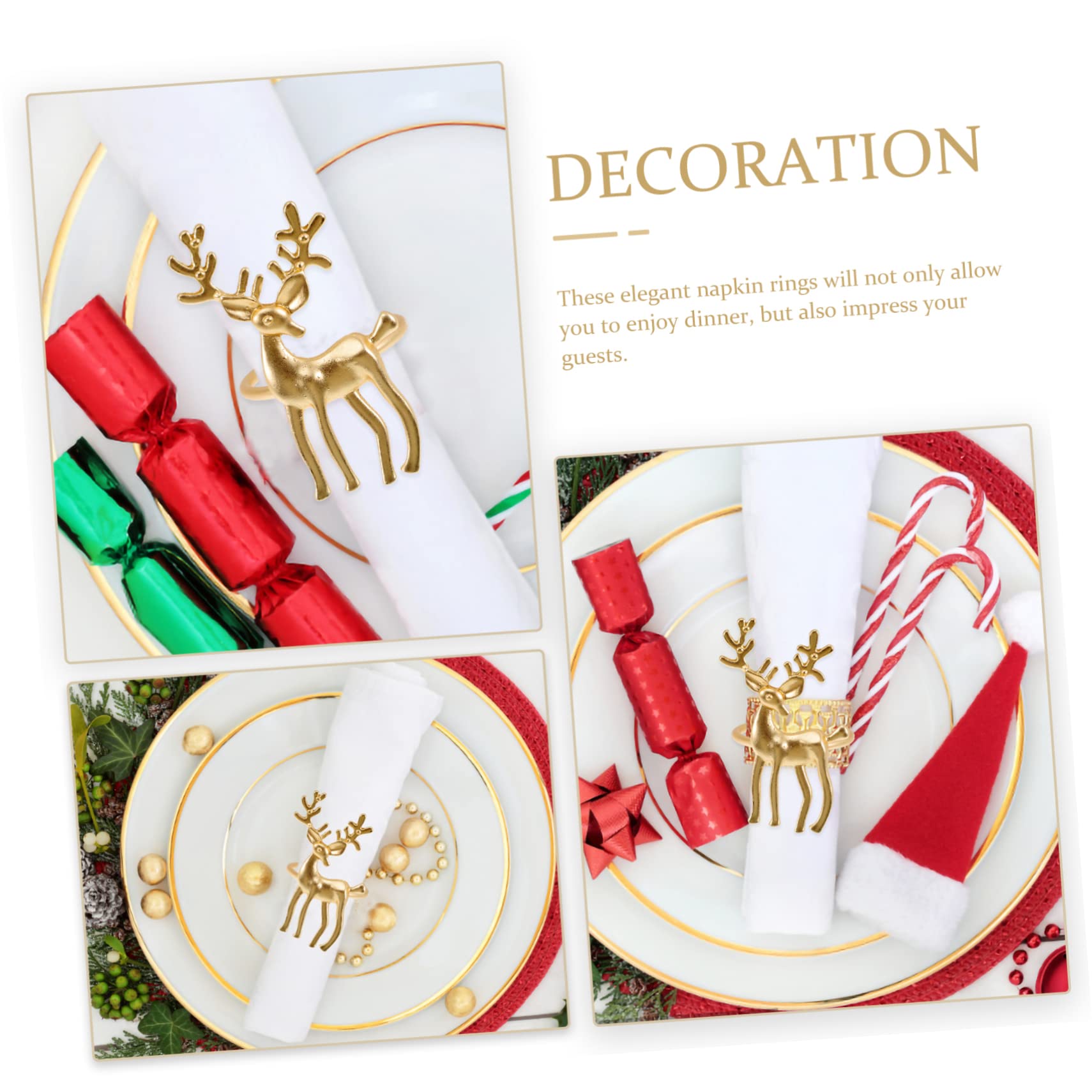 Alipis 12 Pezzi Di Natale Tovagliolo Fibbia Decorazione Di Cerimonia Nuziale Inverno Anelli Di Tovagliolo Tovagliolo Supporto Del Cerchio Delicato Da Pranzo Decori Cervo Anelli Di