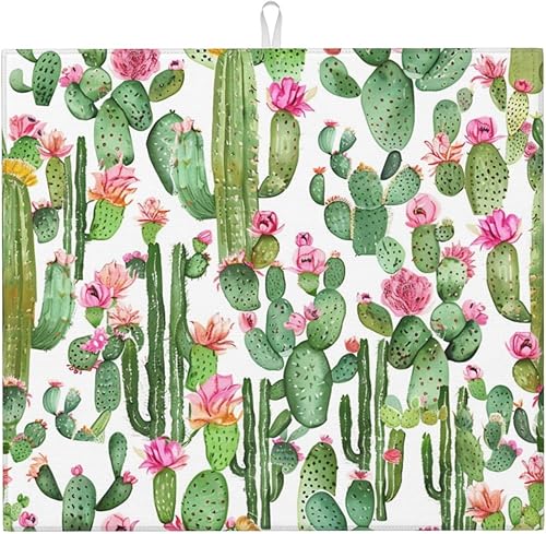 Miniatura 31 de Tapete de secado de platos de tortuga marina de dibujos animados para encimeras de 18 x 16 pulgadas, almohadilla escurridor de platos con lazo