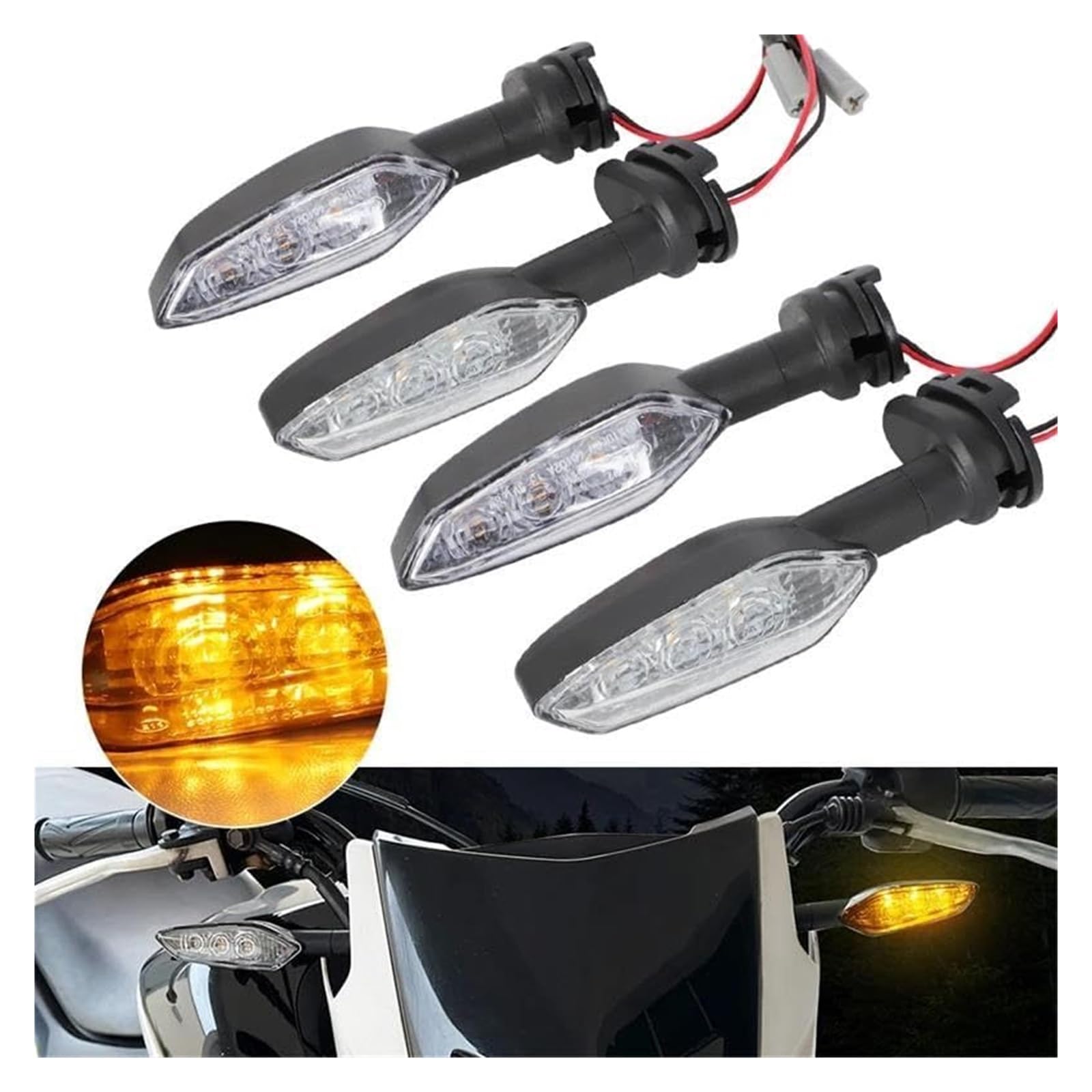 para Yamaha YZF R6 R1 R3 R7 R9 R15 MT07 MT09 para Tenere 700 para Tracer 900 FZ 16 1 Luz Indicadora De Señal Giro LED Funcionamiento Moto Intermitentes Indicadores | 4pcs Smoked