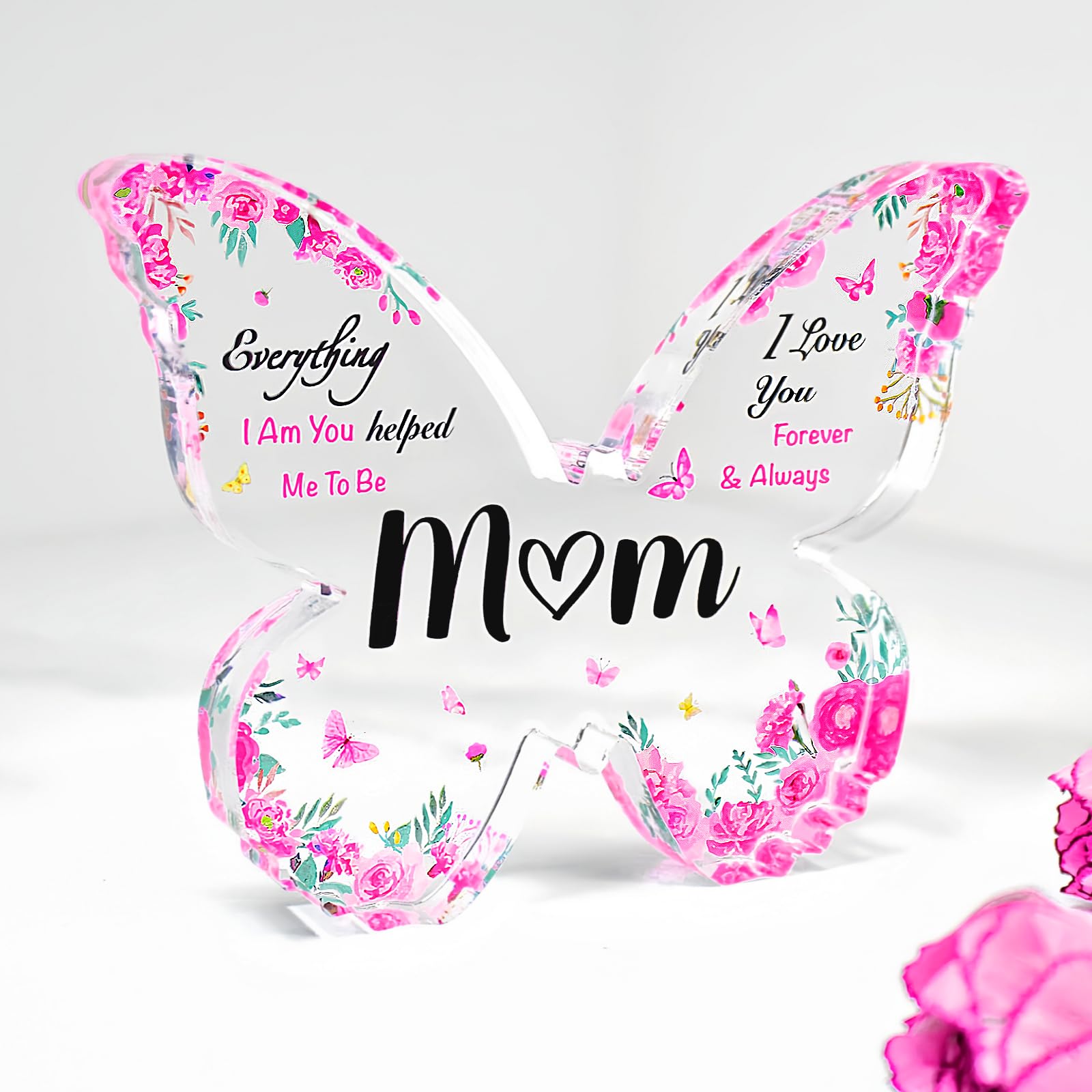 Mothers Day Gifts for Mom - Engraved Butterfly-Shaped Acrylic Plaque Decor 5 x 3