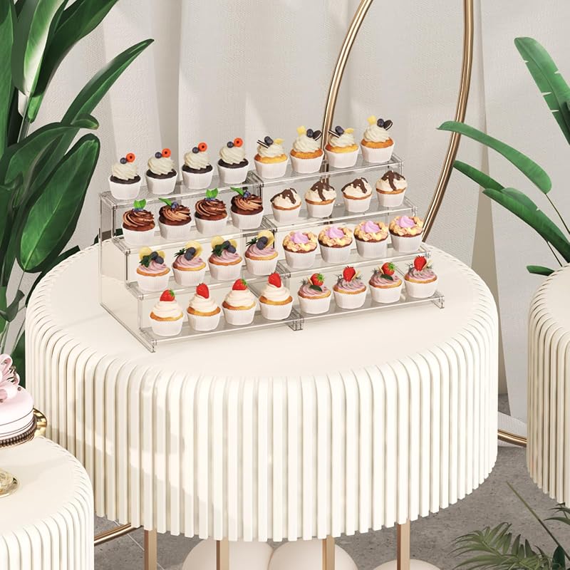 Lifewit Átlátszó Süteménytartó Állvány - 4 Szintes Műanyag Tortatartó Muffinokhoz, Desszertekhez, Esküvőre, Partikra - 30,5 cm, 12 kg Teherb