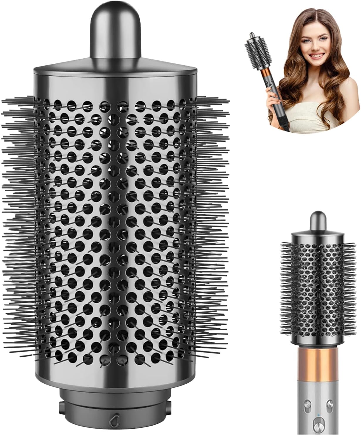 Large Round Volumizing Brush for Dyson Airwrap Attachments Bigger Round Brush Attachment for Dyson Air Wrap Styler HS05 HS01, Fluff up and Volumize for Styling (Iron)
