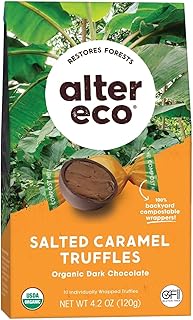 Alter Eco | Salted Caramel Truffles | 58% Pure Dark Cocoa, Fair Trade, Organic, Non-GMO, Gluten-Free Dark Chocolate Truffles | 20 Truffles