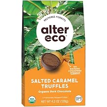 Alter Eco | Salted Caramel Truffles | 58% Pure Dark Cocoa, Fair Trade, Organic, Non-GMO, Gluten-Free Dark Chocolate Truffles | 20 Truffles