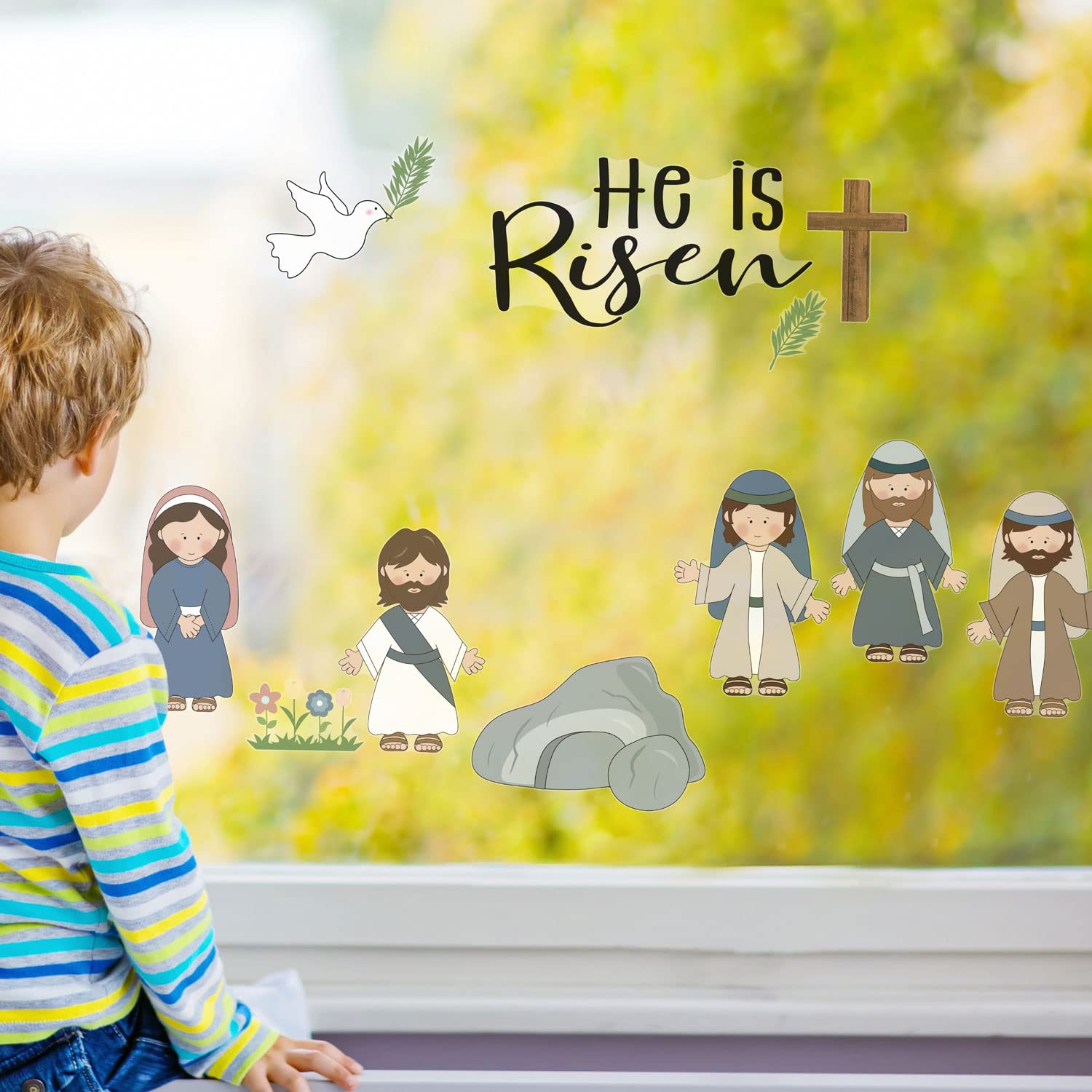Stickerscape Easter Story Easter Window Stickers (Easter Story) | Religious Window Decoration For Easter | Viewable Inside And Outside | Easy To Apply And Cleanly Removable