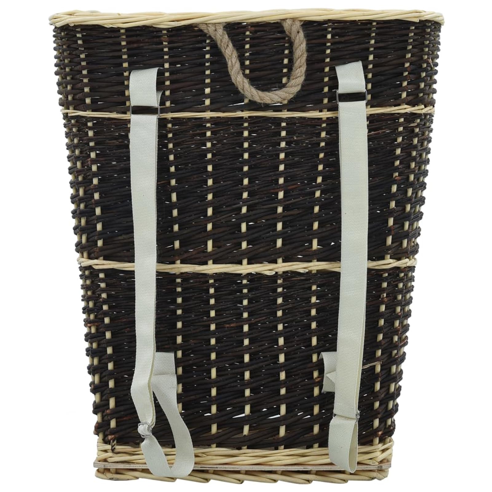 Cesto in legno con tracolla, zaino per legna da ardere con manici e cinghie, 57 x 51 x 69 cm, ideale per conservare e trasportare legna da ardere