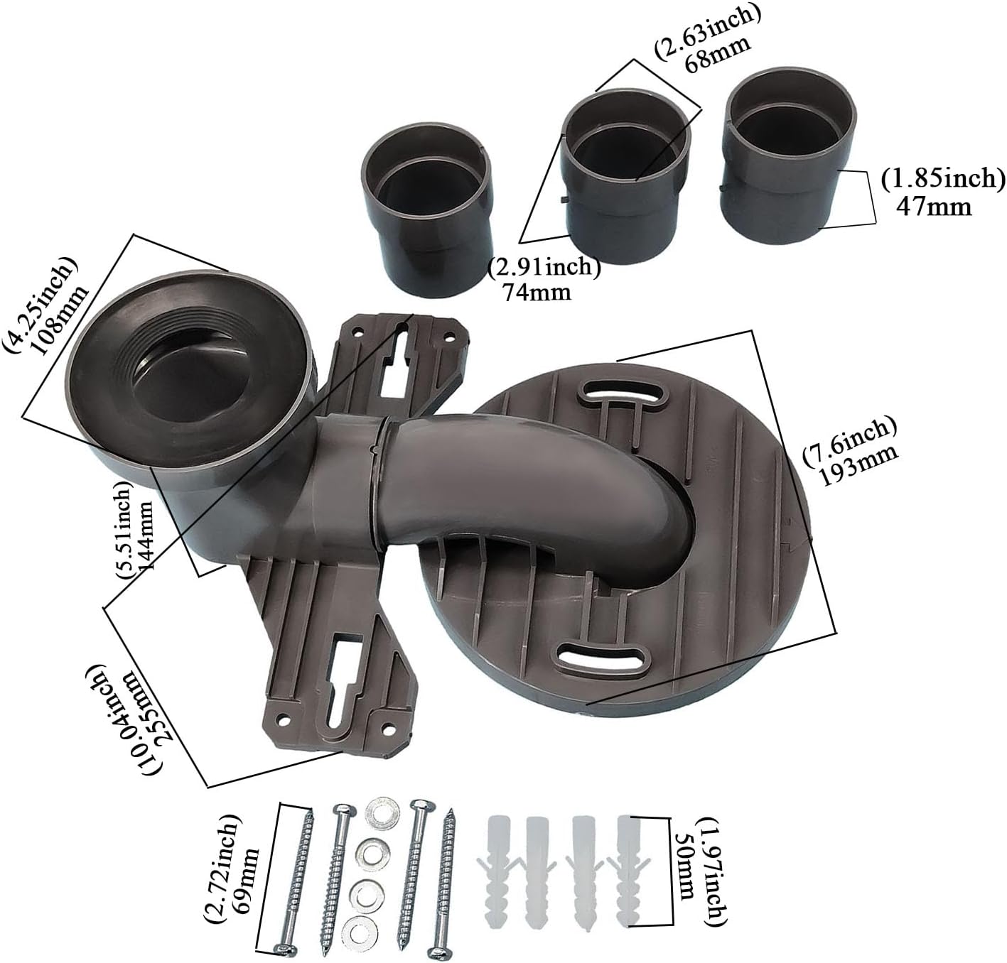 Toilet Offset Flange with Gasket, Screws, and Three 2.91-Inch Extension Pipes, Compatible with TOTO TSU01W.14、TSU01W.14R Bathroom Hardware.