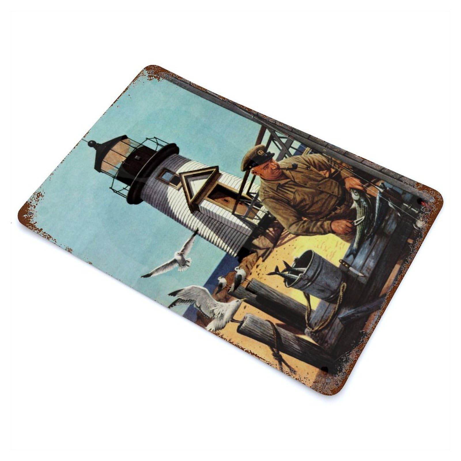 Fisherman Retro Metal Sign 11.8"x7.9", Classic Wall Plaque for Garage, Pub Or Kitchen